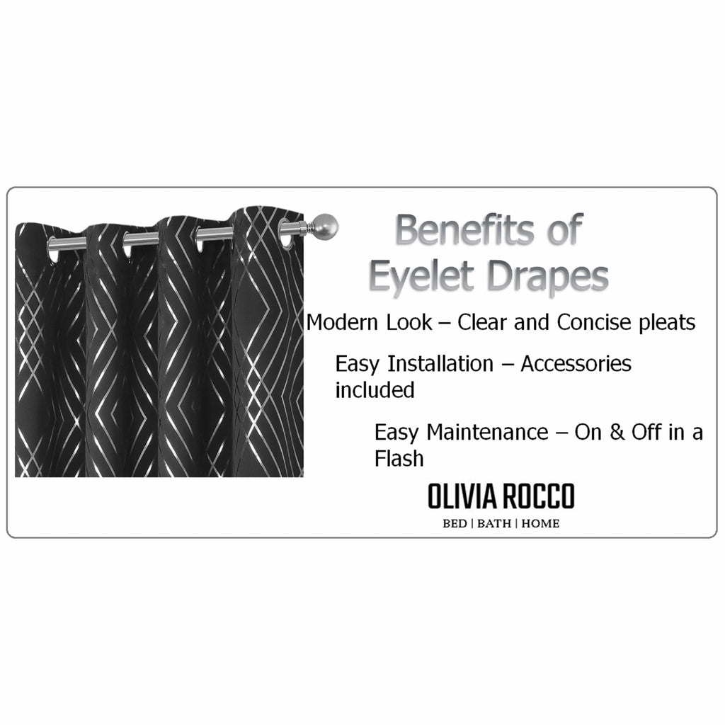 OLIVIA ROCCO Geometric Blackout Curtains – Thermal Eyelet Ring Top Drapes