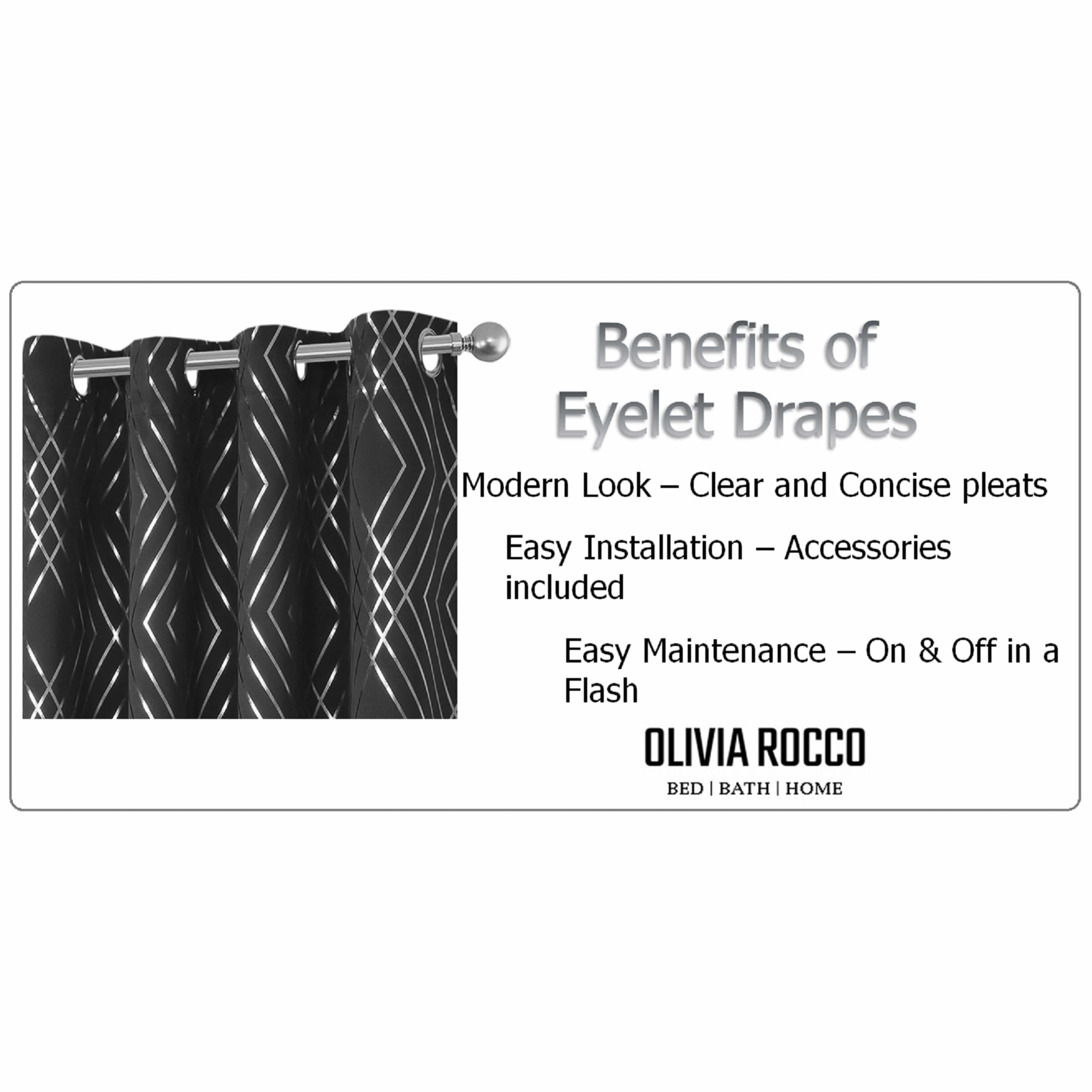 OLIVIA ROCCO Geometric Blackout Curtains – Thermal Eyelet Ring Top Drapes