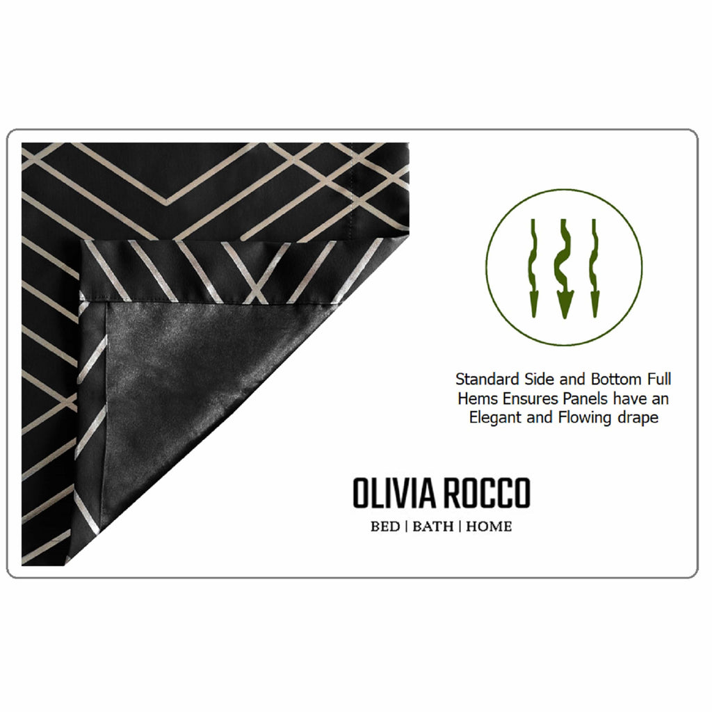 OLIVIA ROCCO Geometric Blackout Curtains – Thermal Eyelet Ring Top Drapes