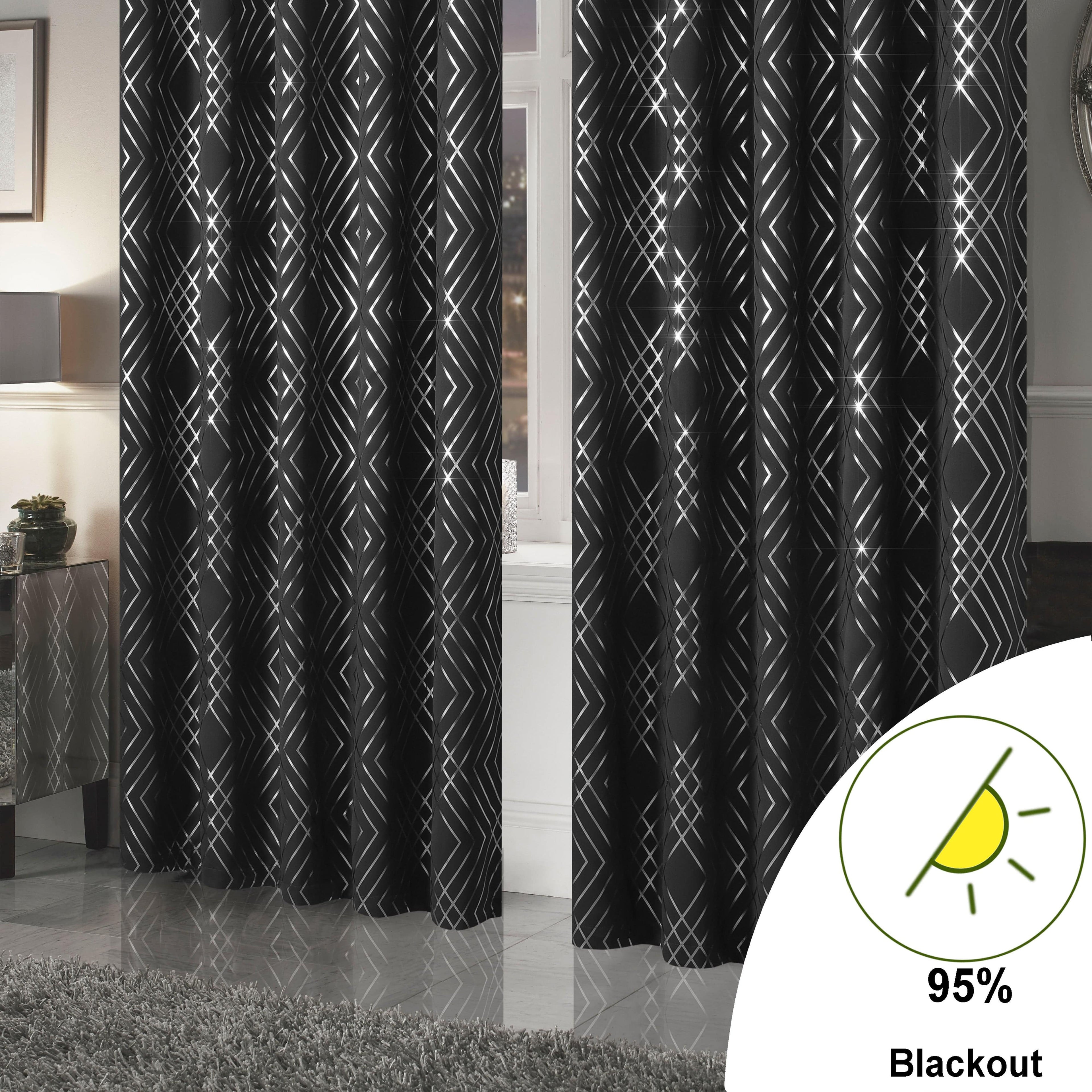 OLIVIA ROCCO Geometric Blackout Curtains – Thermal Eyelet Ring Top Drapes