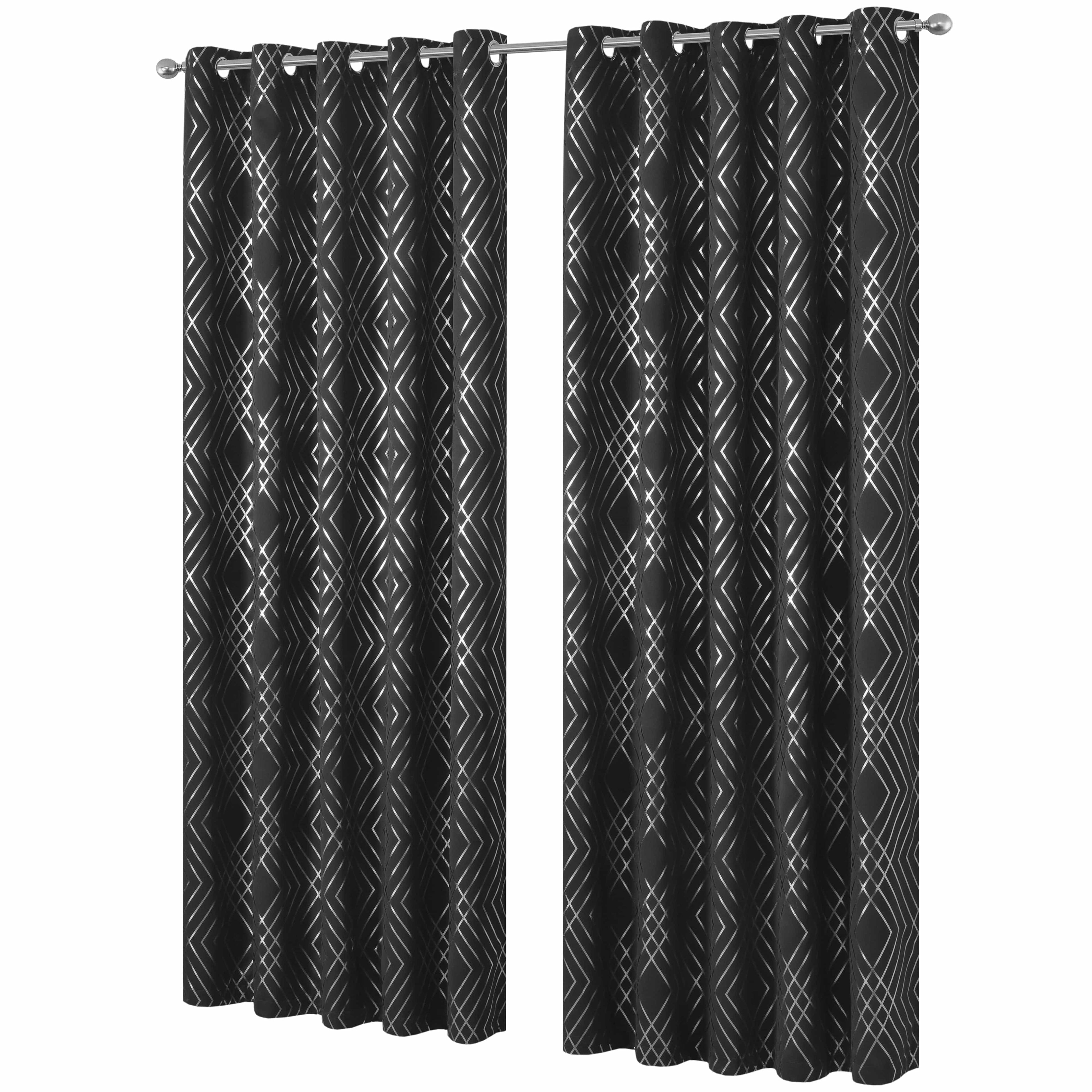 OLIVIA ROCCO Geometric Blackout Curtains – Thermal Eyelet Ring Top Drapes
