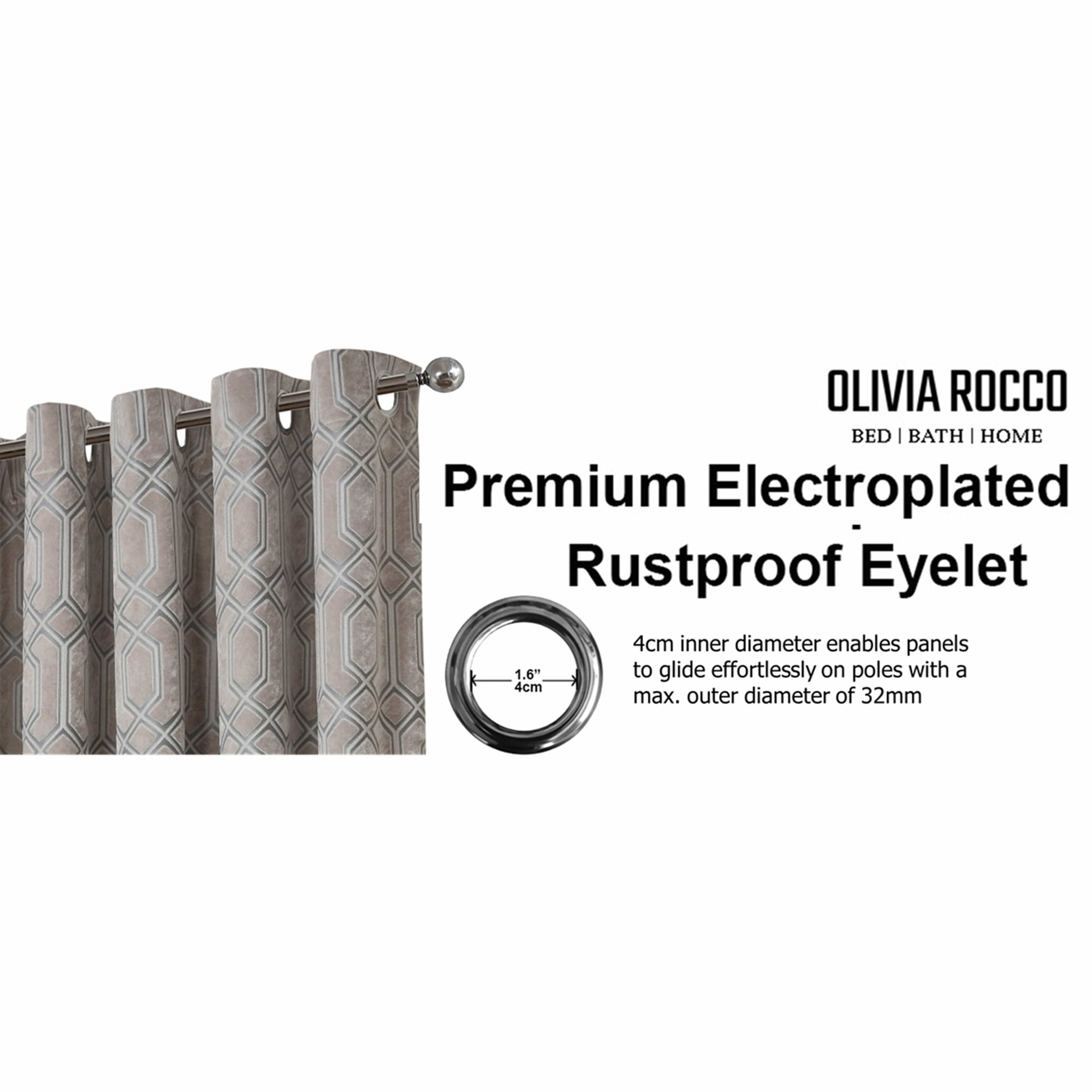 OLIVIA ROCCO Luxe Geo Velvet Eyelet Curtains – Thermal Champagne Drapes