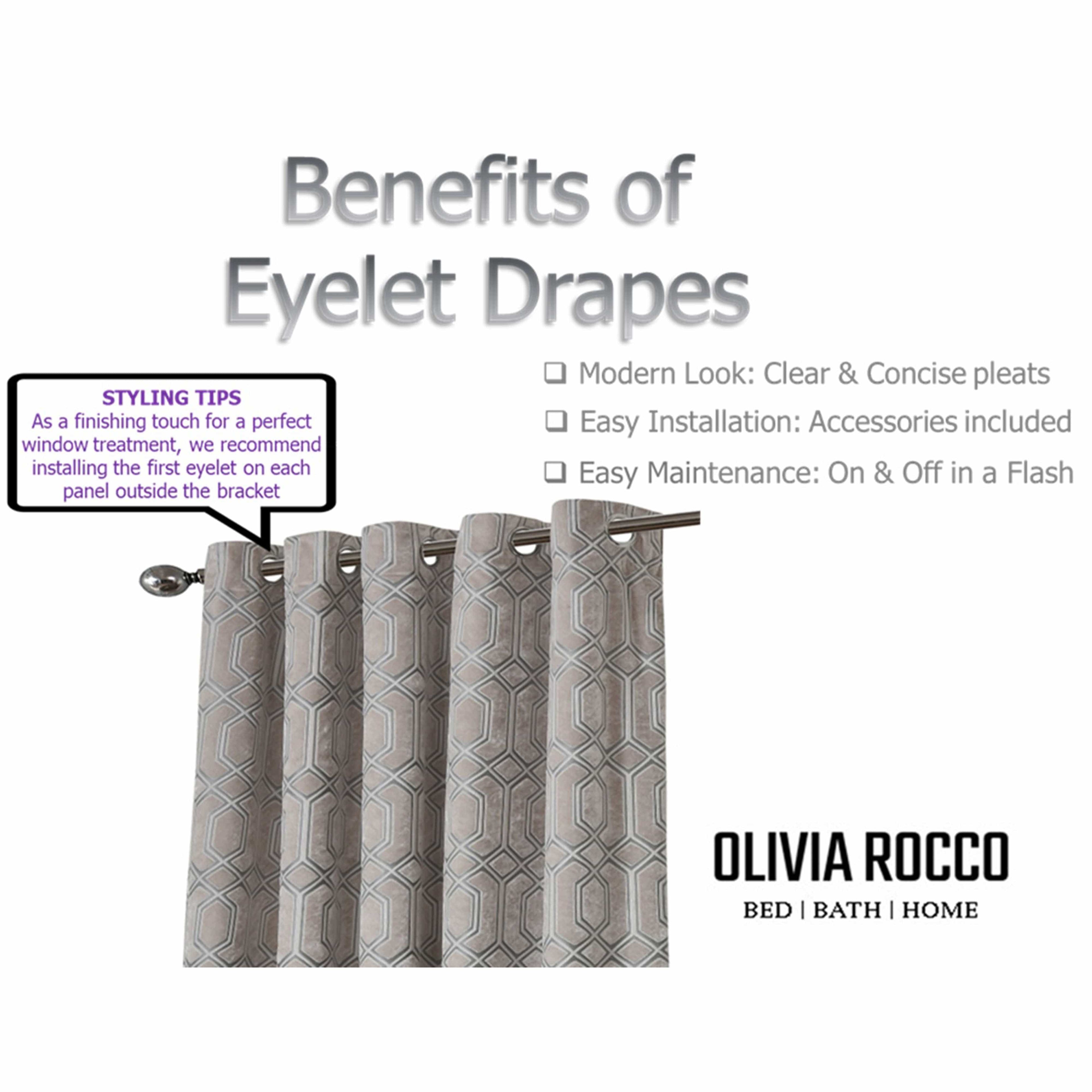 OLIVIA ROCCO Luxe Geo Velvet Eyelet Curtains – Thermal Champagne Drapes