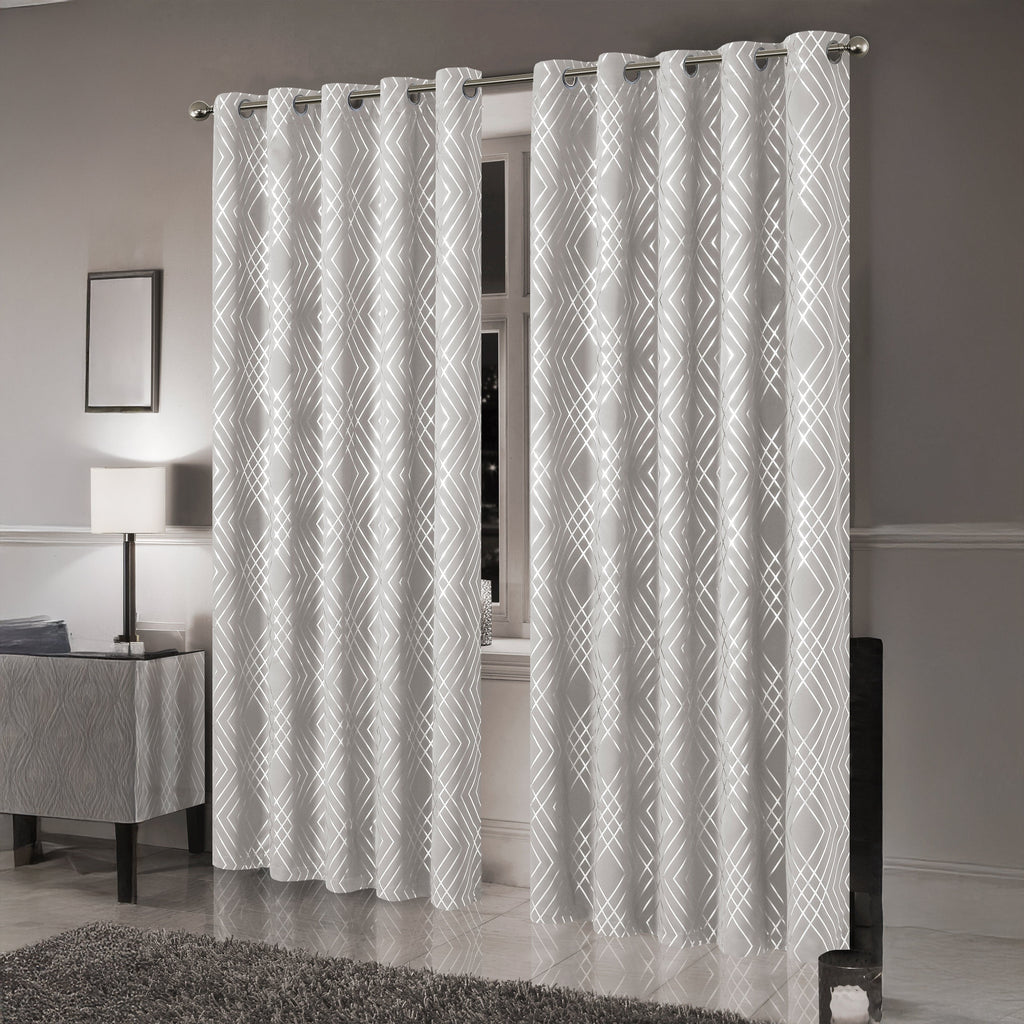 OLIVIA ROCCO Geometric Blackout Curtains – Thermal Eyelet Ring Top Drapes