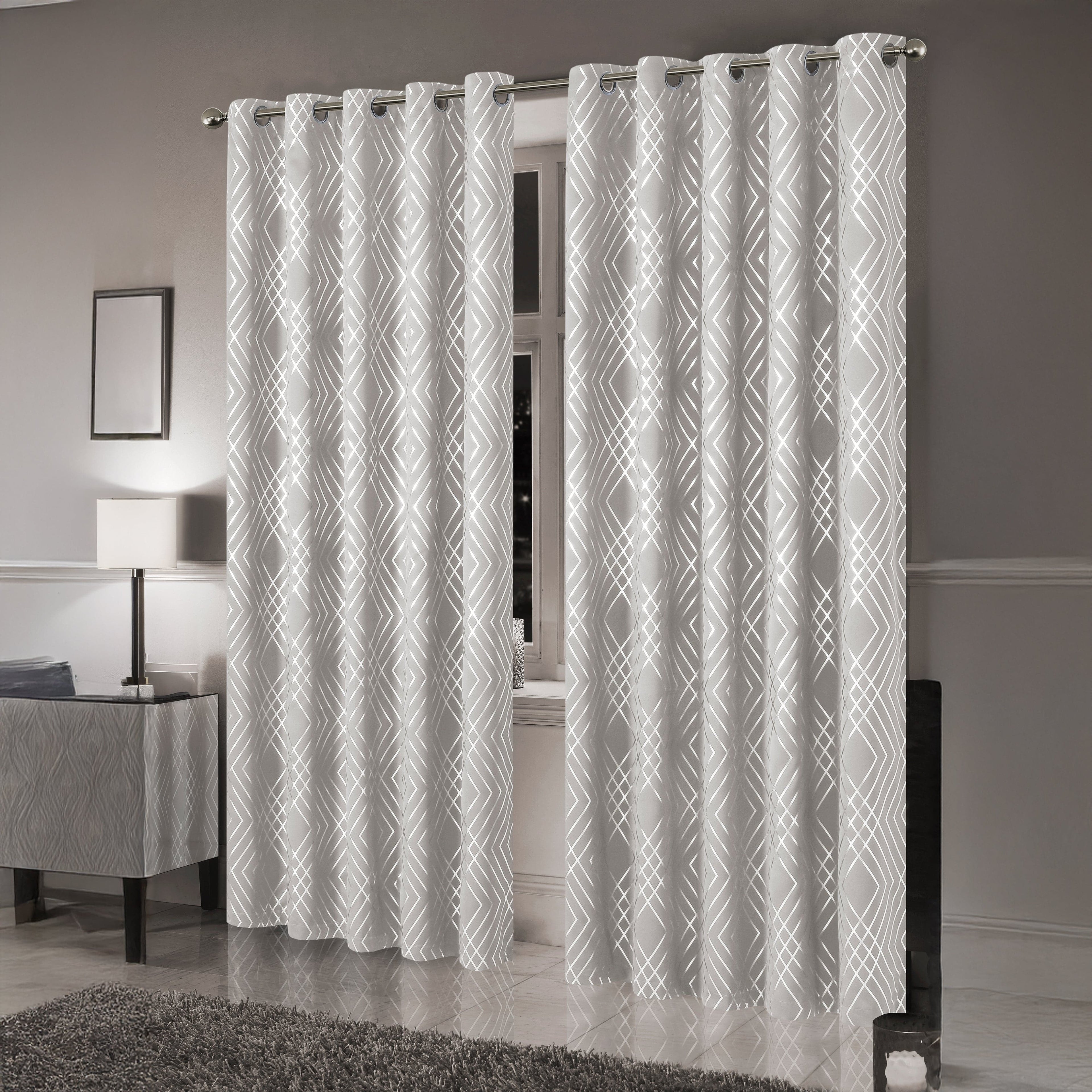 OLIVIA ROCCO Geometric Blackout Curtains – Thermal Eyelet Ring Top Drapes