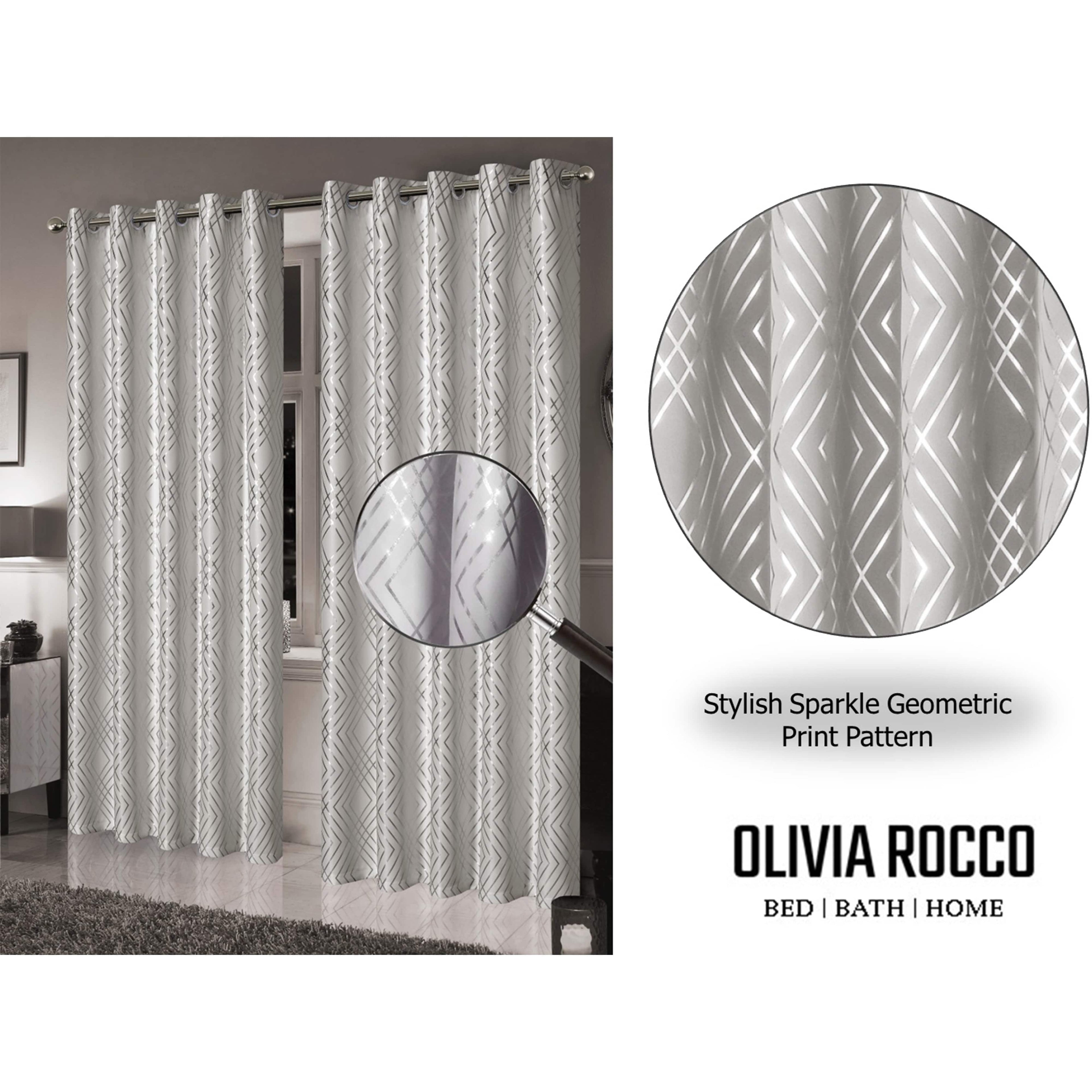 OLIVIA ROCCO Geometric Blackout Curtains – Thermal Eyelet Ring Top Drapes