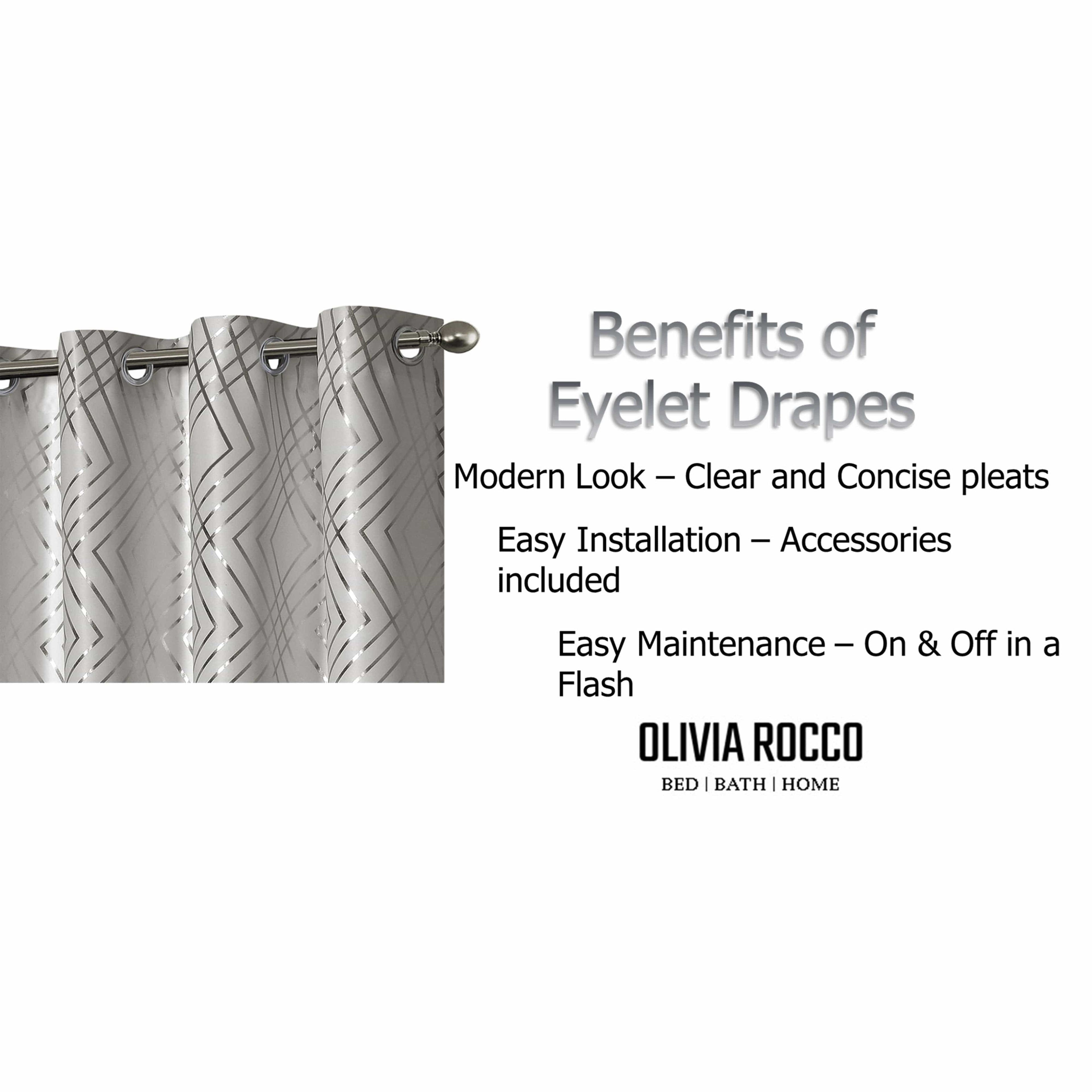 OLIVIA ROCCO Geometric Blackout Curtains – Thermal Eyelet Ring Top Drapes