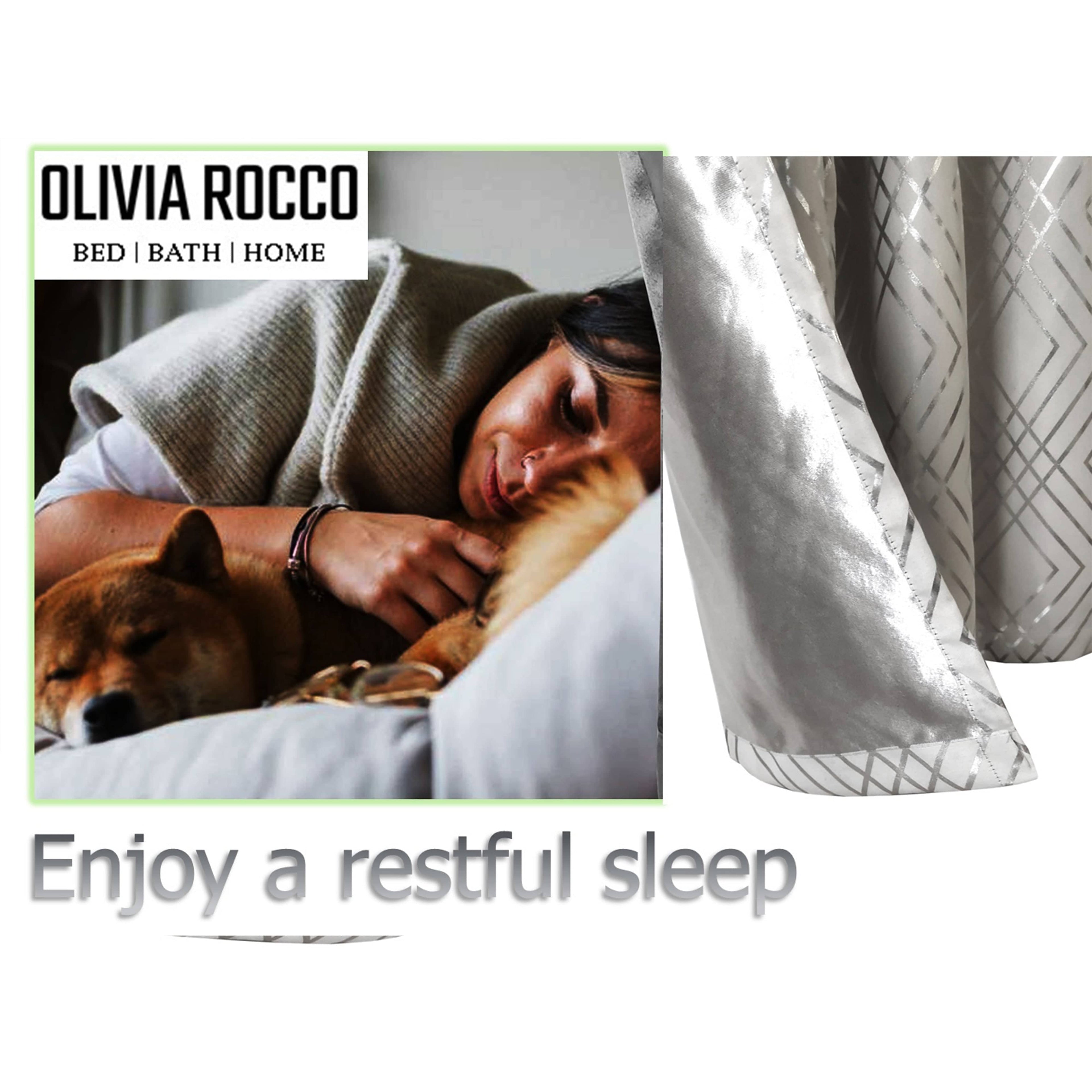 OLIVIA ROCCO Geometric Blackout Curtains – Thermal Eyelet Ring Top Drapes