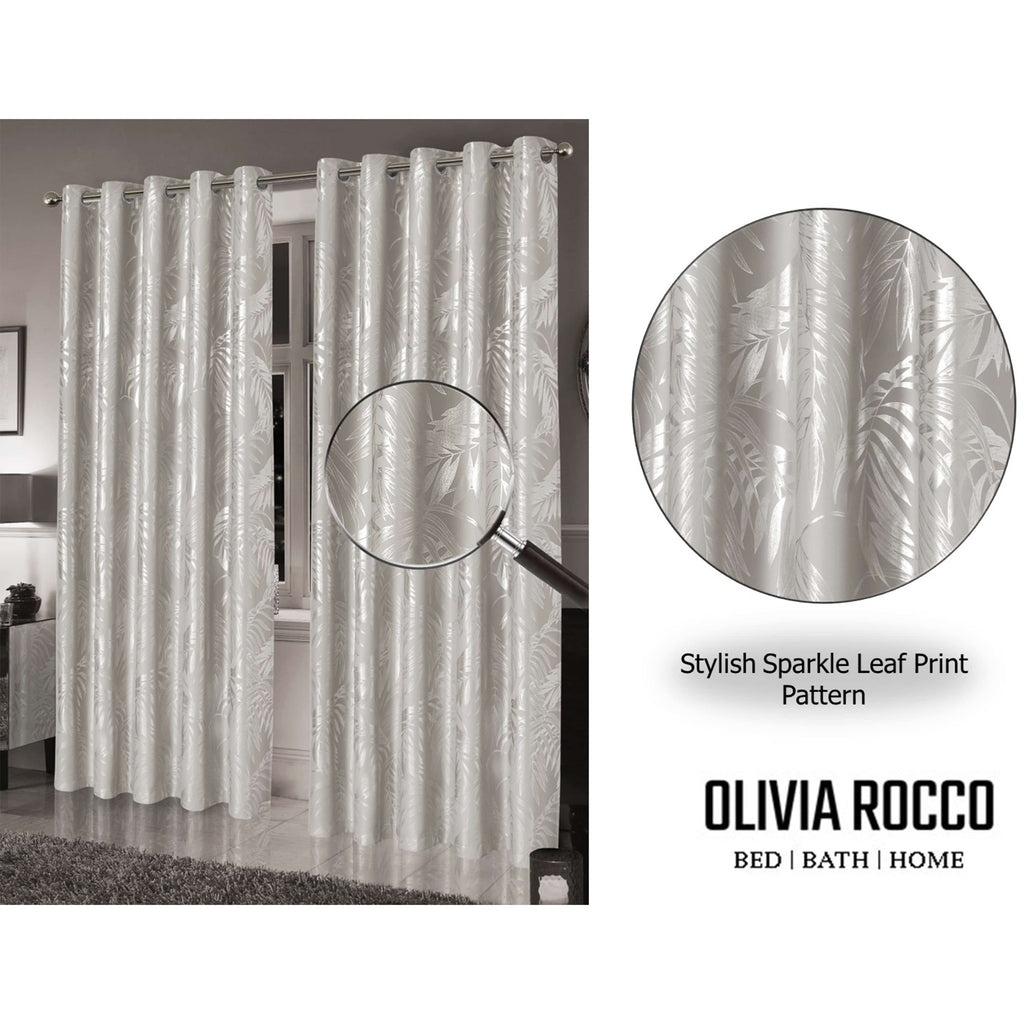 OLIVIA ROCCO Leaf Sparkle Blackout Curtains – Thermal Eyelet Drapes