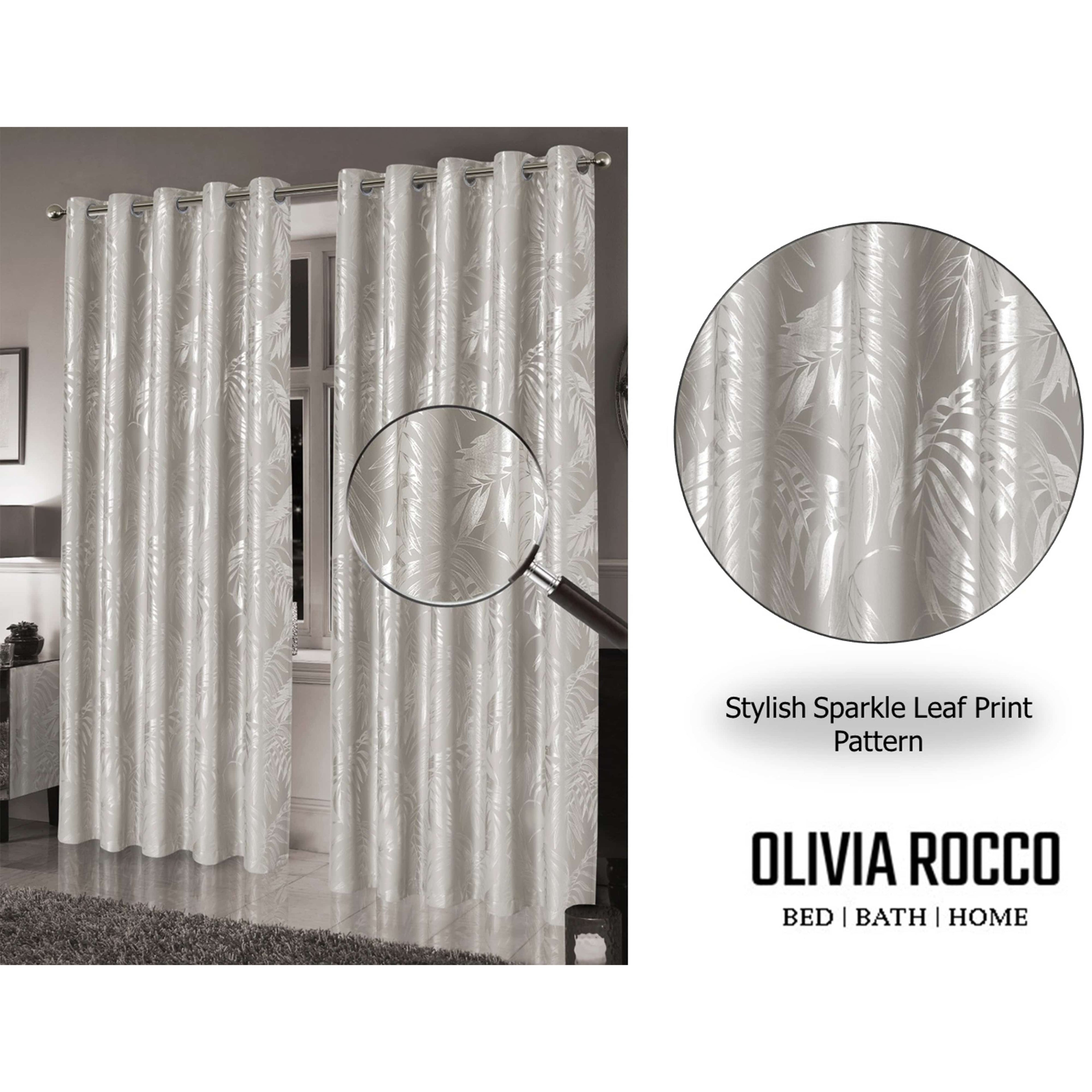 OLIVIA ROCCO Leaf Sparkle Blackout Curtains – Thermal Eyelet Drapes