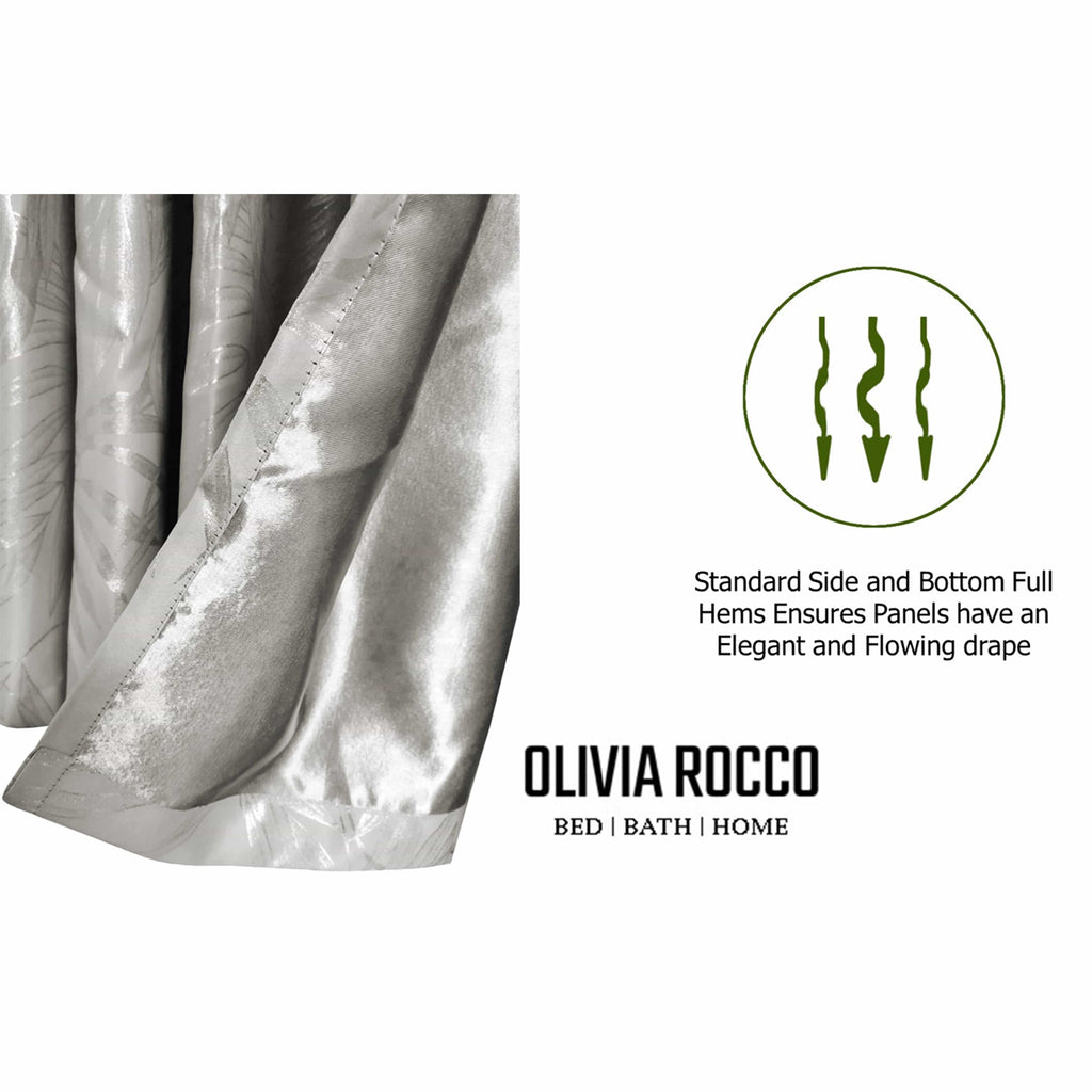 OLIVIA ROCCO Leaf Sparkle Blackout Curtains – Thermal Eyelet Drapes