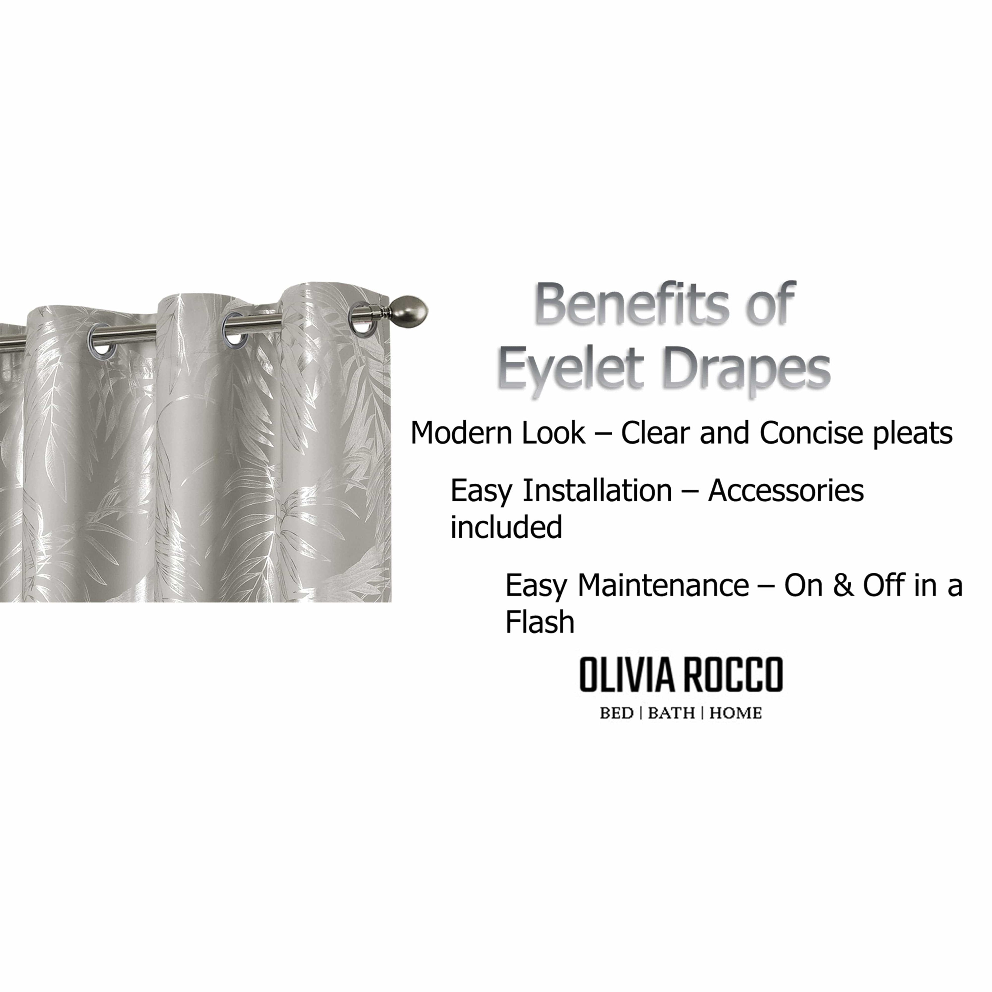 OLIVIA ROCCO Leaf Sparkle Blackout Curtains – Thermal Eyelet Drapes