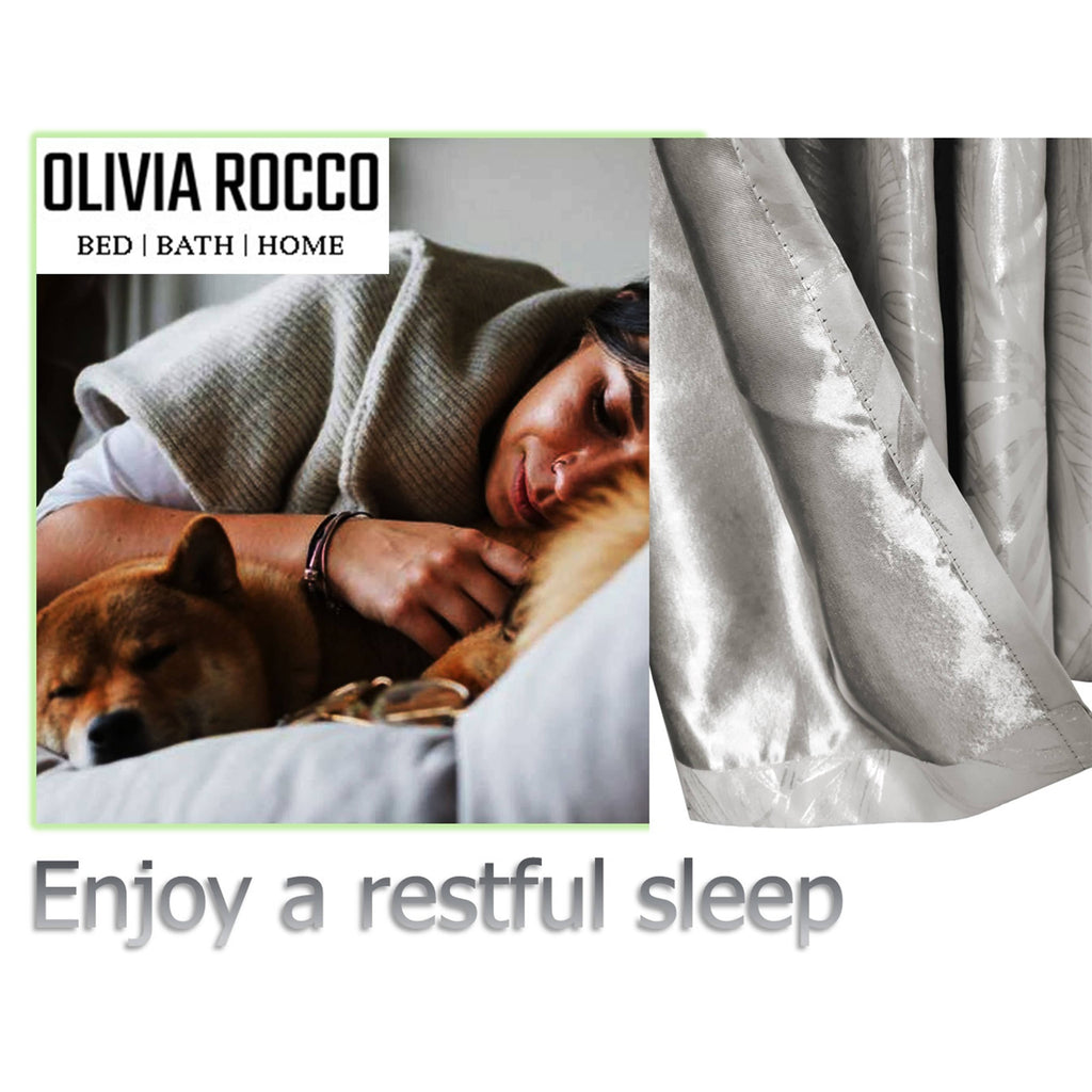 OLIVIA ROCCO Leaf Sparkle Blackout Curtains – Thermal Eyelet Drapes