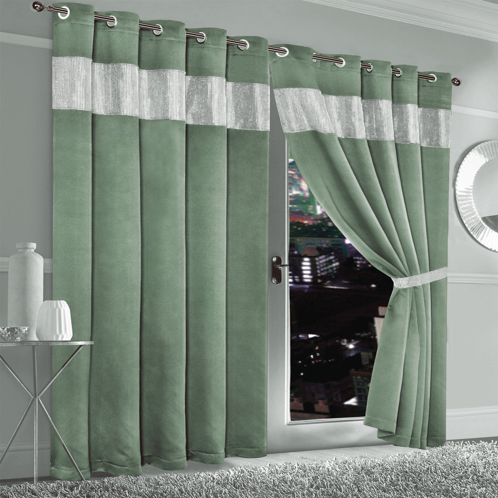OLIVIA ROCCO Sage Green Blackout Eyelet Curtains – Thermal Window Dressings