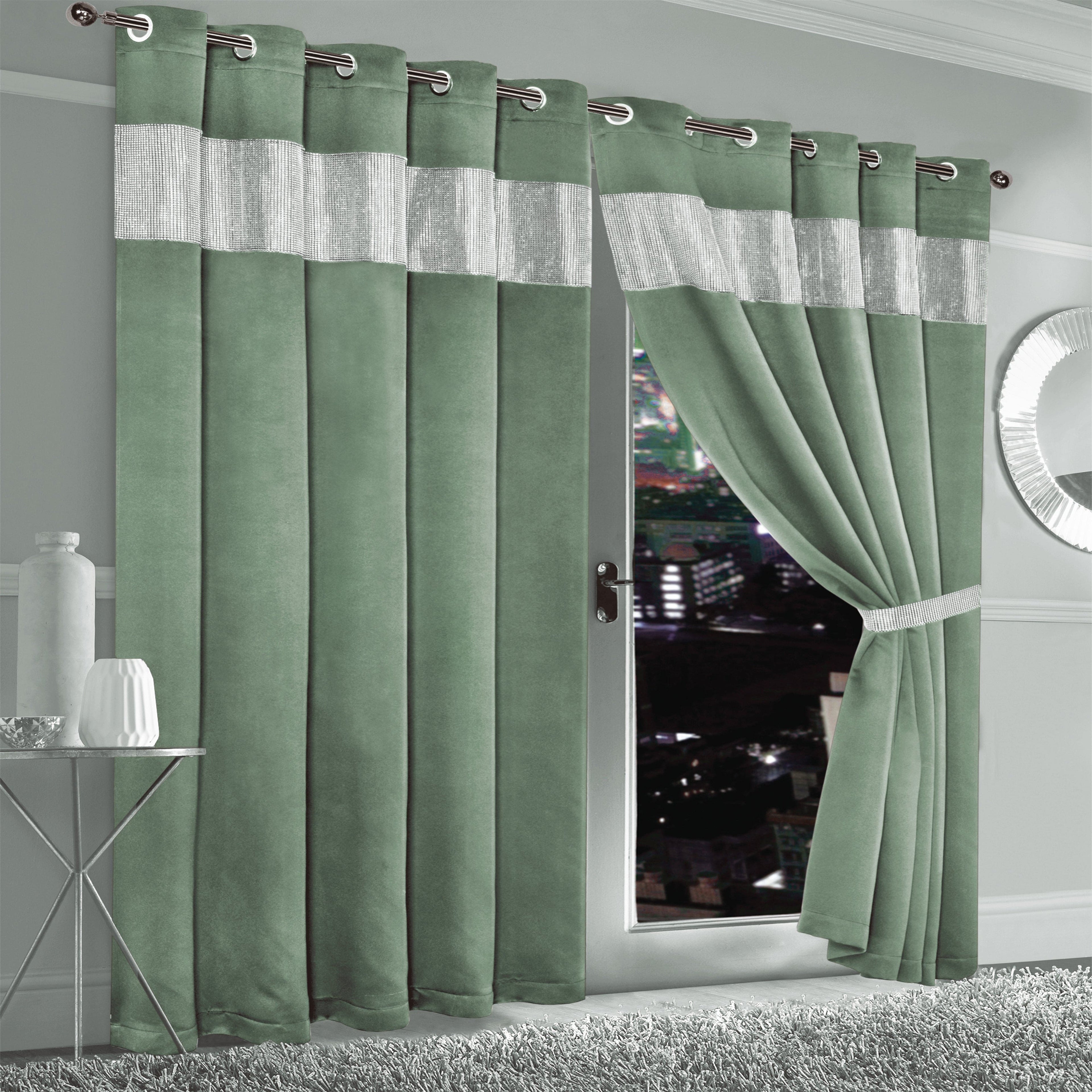 OLIVIA ROCCO Sage Green Blackout Eyelet Curtains – Thermal Window Dressings