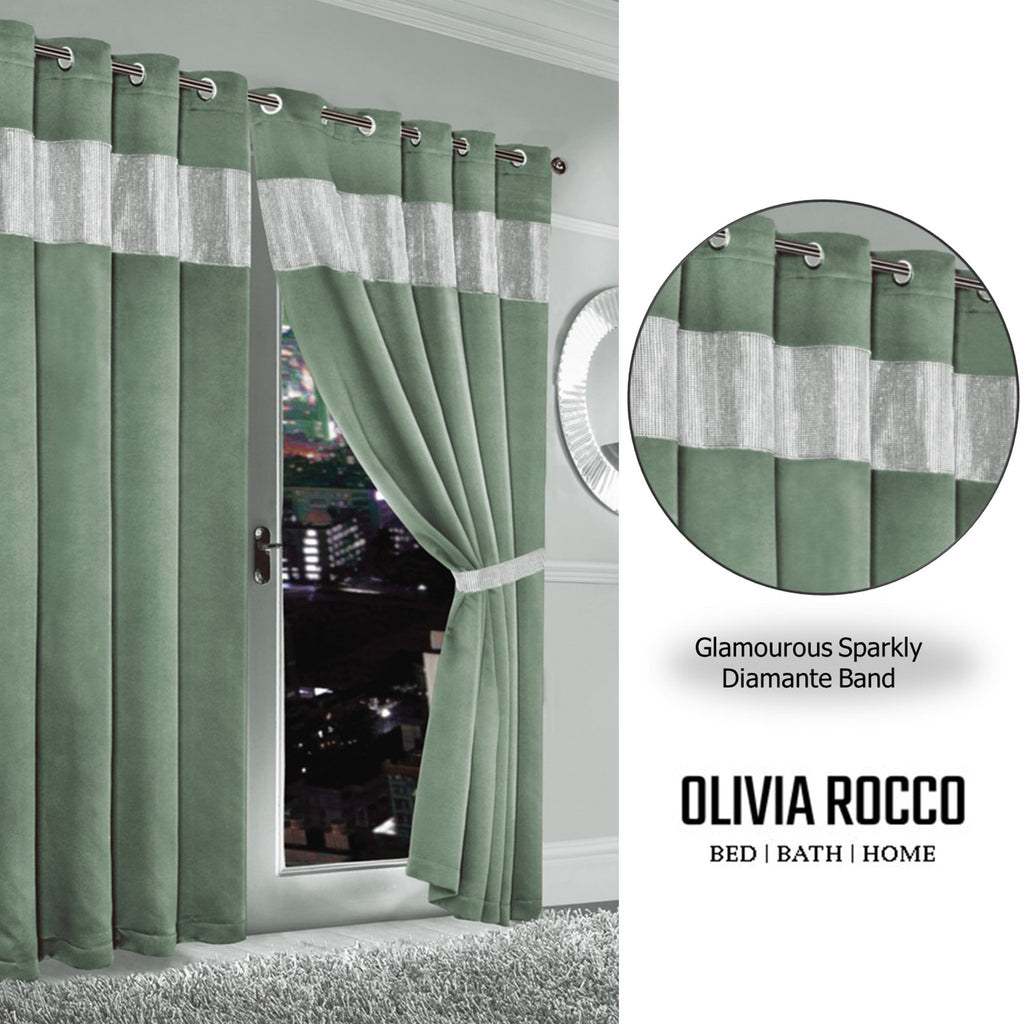 OLIVIA ROCCO Sage Green Blackout Eyelet Curtains – Thermal Window Dressings