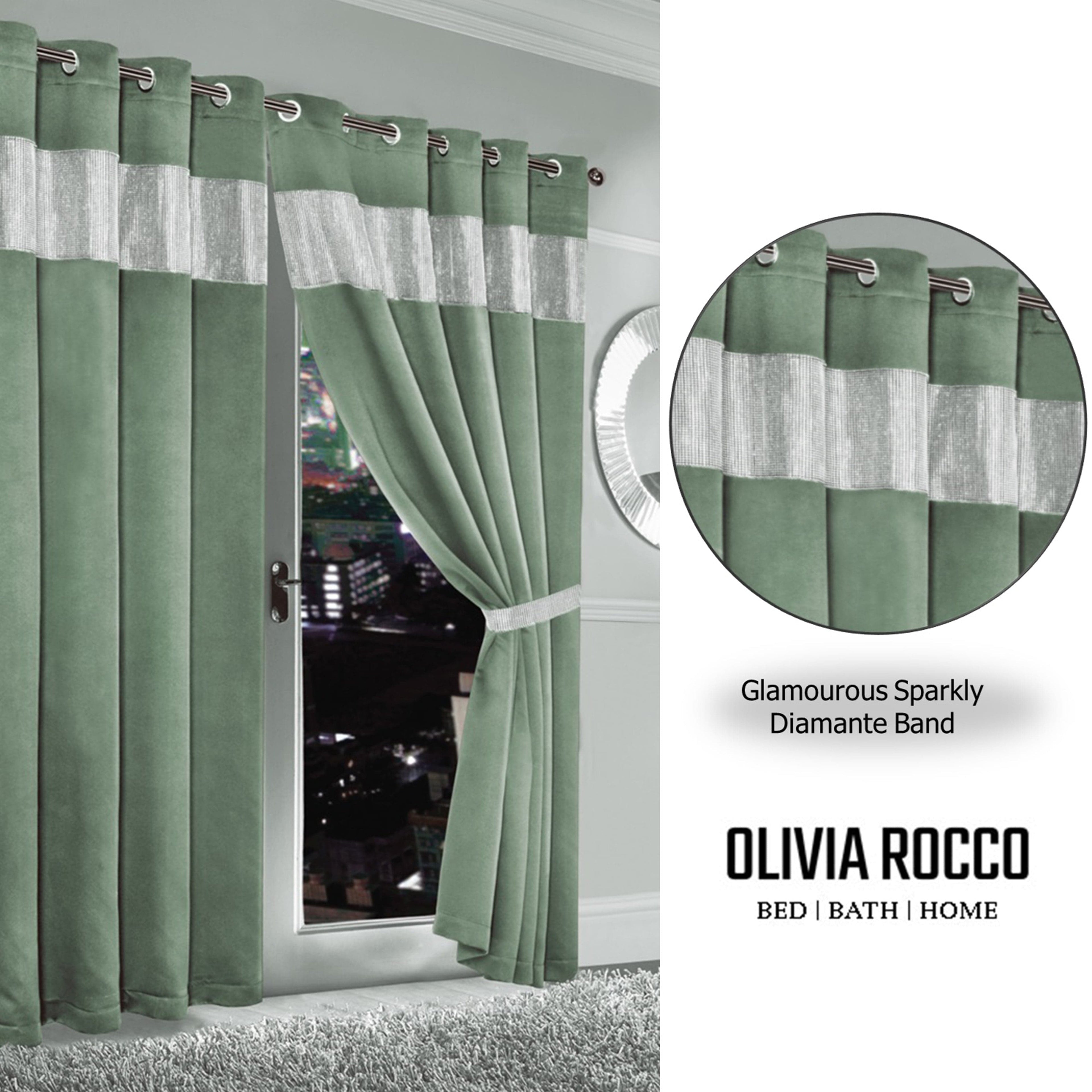 OLIVIA ROCCO Sage Green Blackout Eyelet Curtains – Thermal Window Dressings