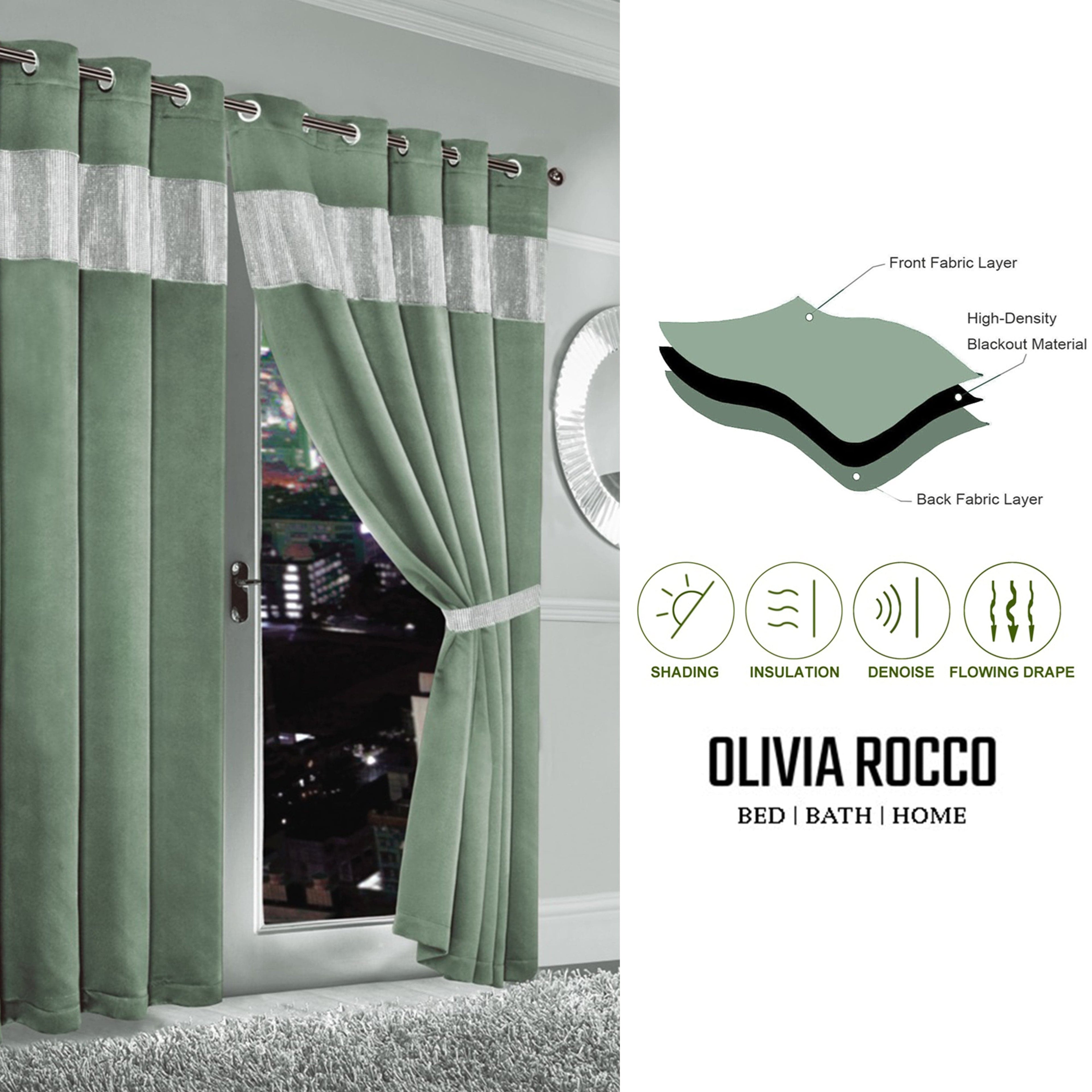 OLIVIA ROCCO Sage Green Blackout Eyelet Curtains – Thermal Window Dressings