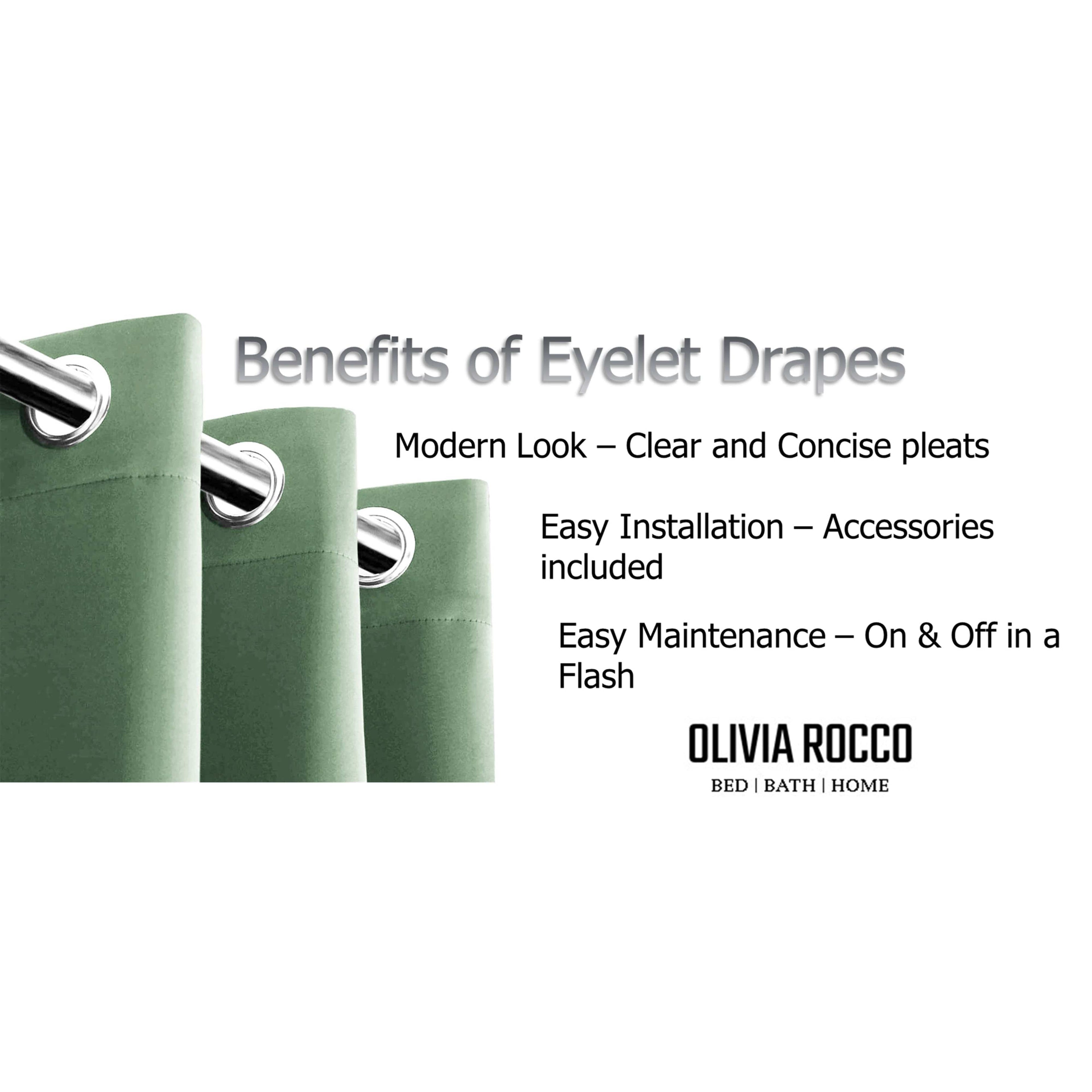 OLIVIA ROCCO Sage Green Blackout Eyelet Curtains – Thermal Window Dressings
