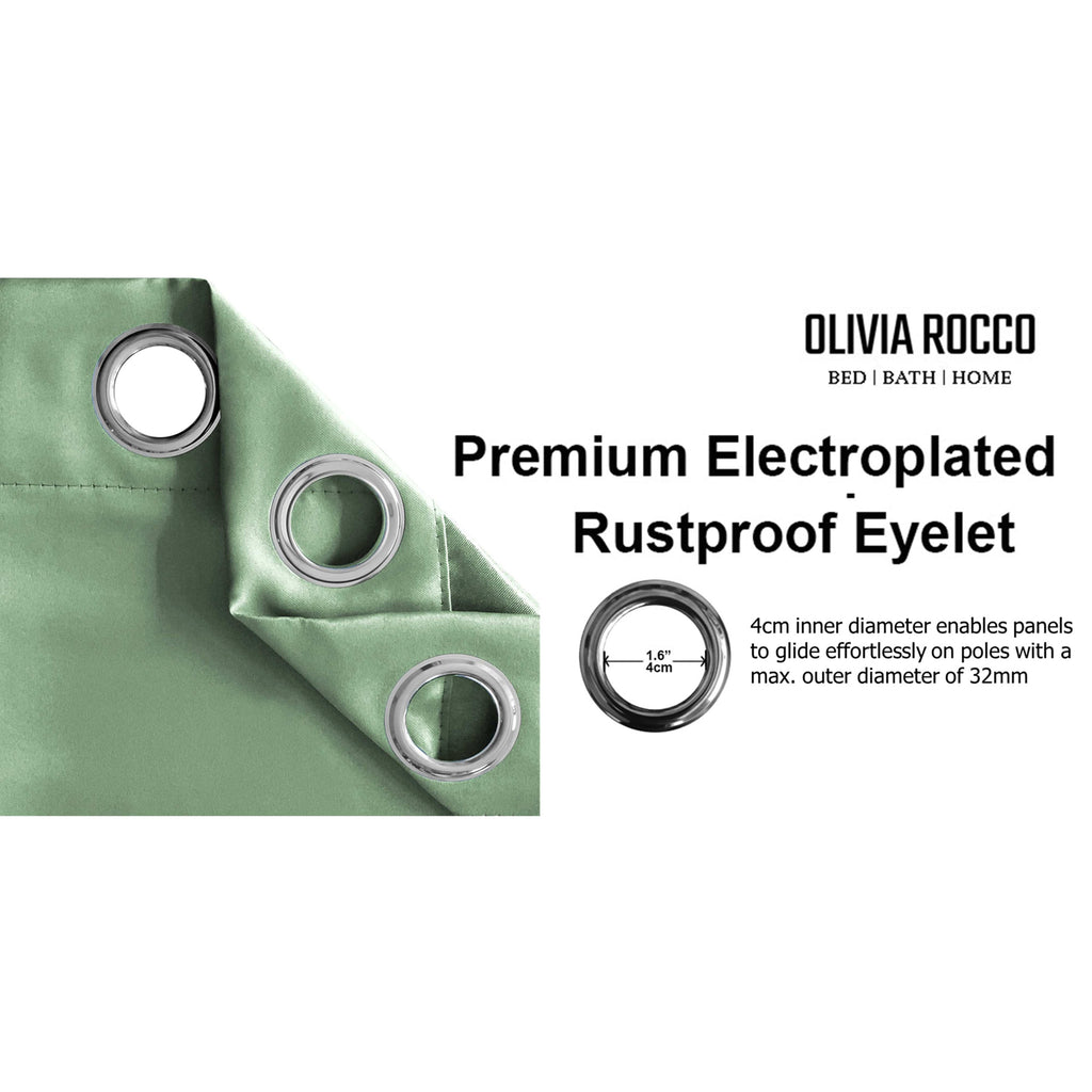 OLIVIA ROCCO Sage Green Blackout Eyelet Curtains – Thermal Window Dressings
