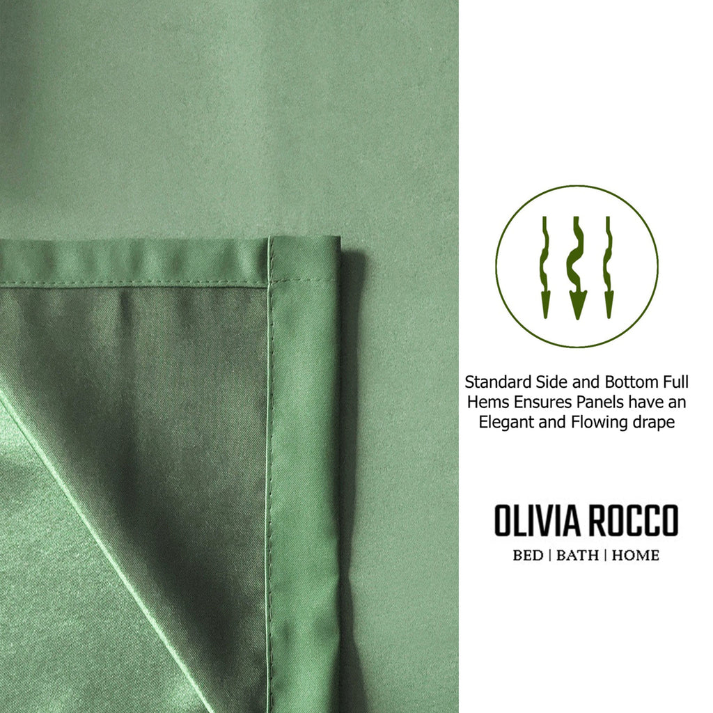 OLIVIA ROCCO Sage Green Blackout Eyelet Curtains – Thermal Window Dressings