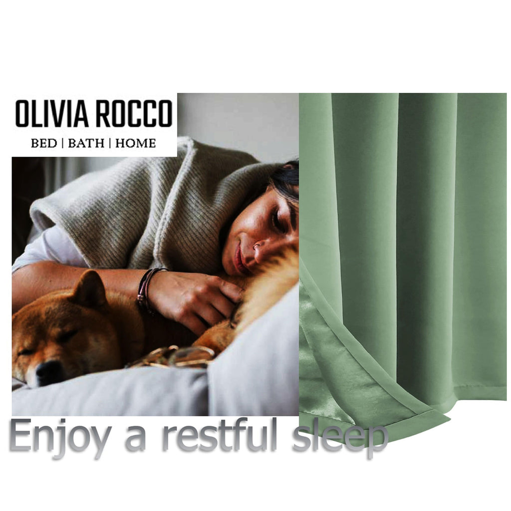 OLIVIA ROCCO Sage Green Blackout Eyelet Curtains – Thermal Window Dressings
