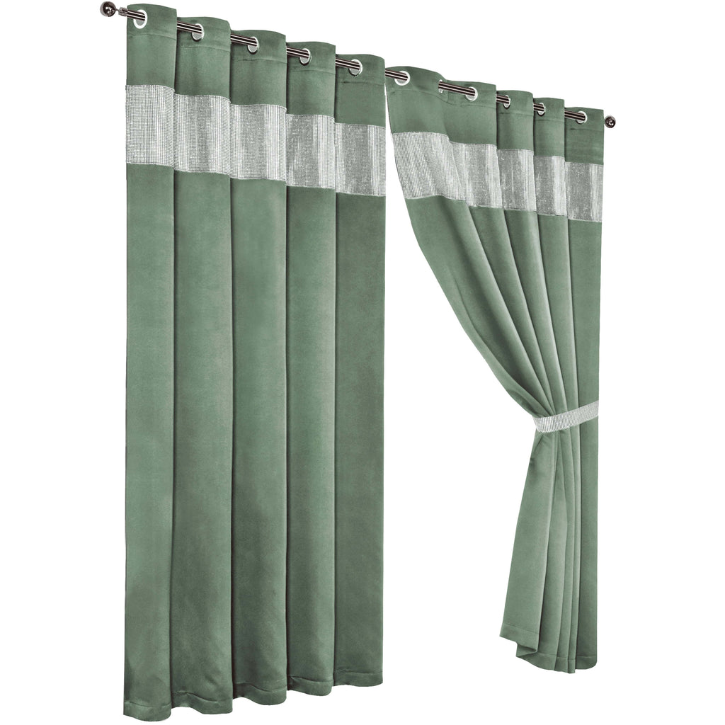 OLIVIA ROCCO Sage Green Blackout Eyelet Curtains – Thermal Window Dressings