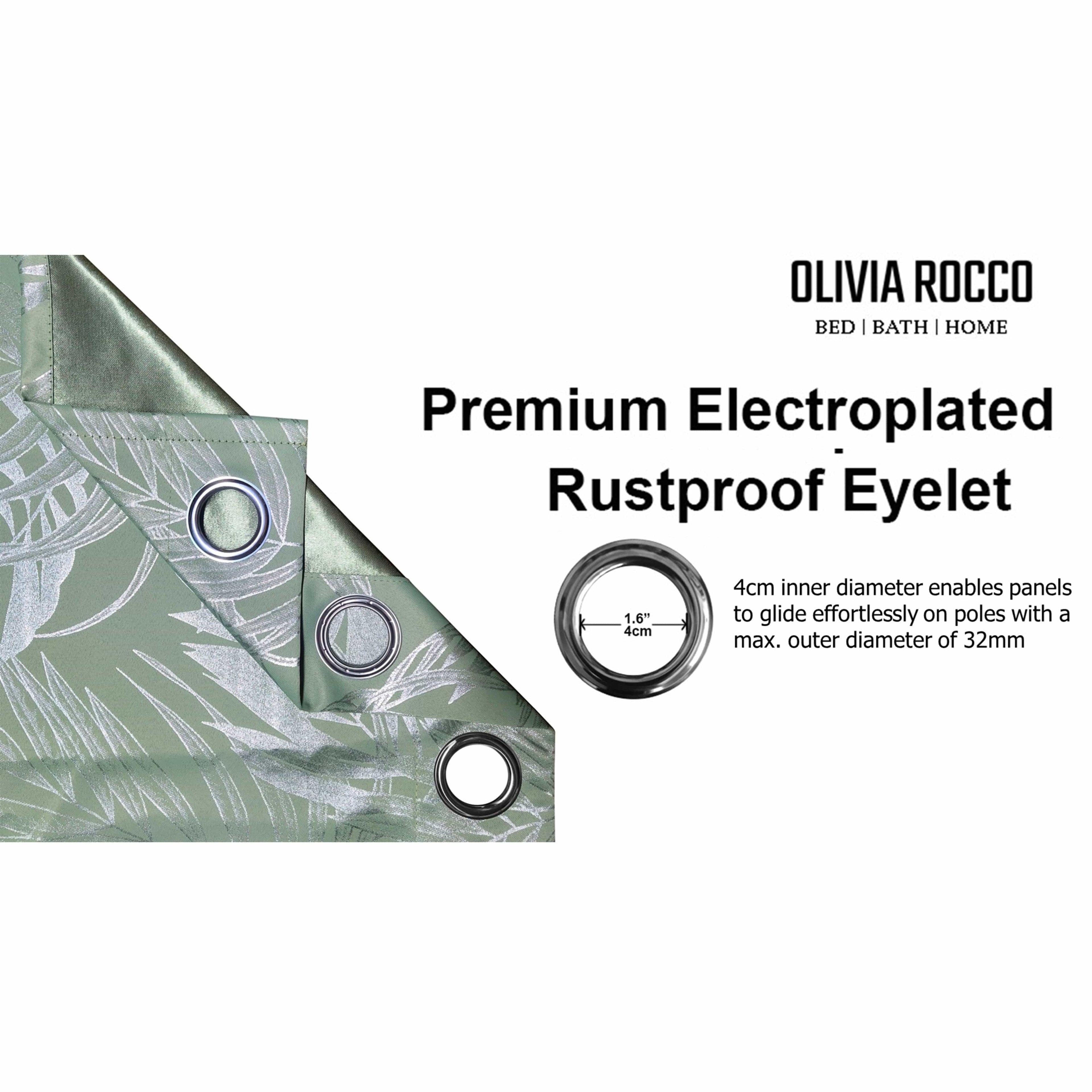 OLIVIA ROCCO Sage Green Leaf Blackout Eyelet Curtains – Thermal Drapes