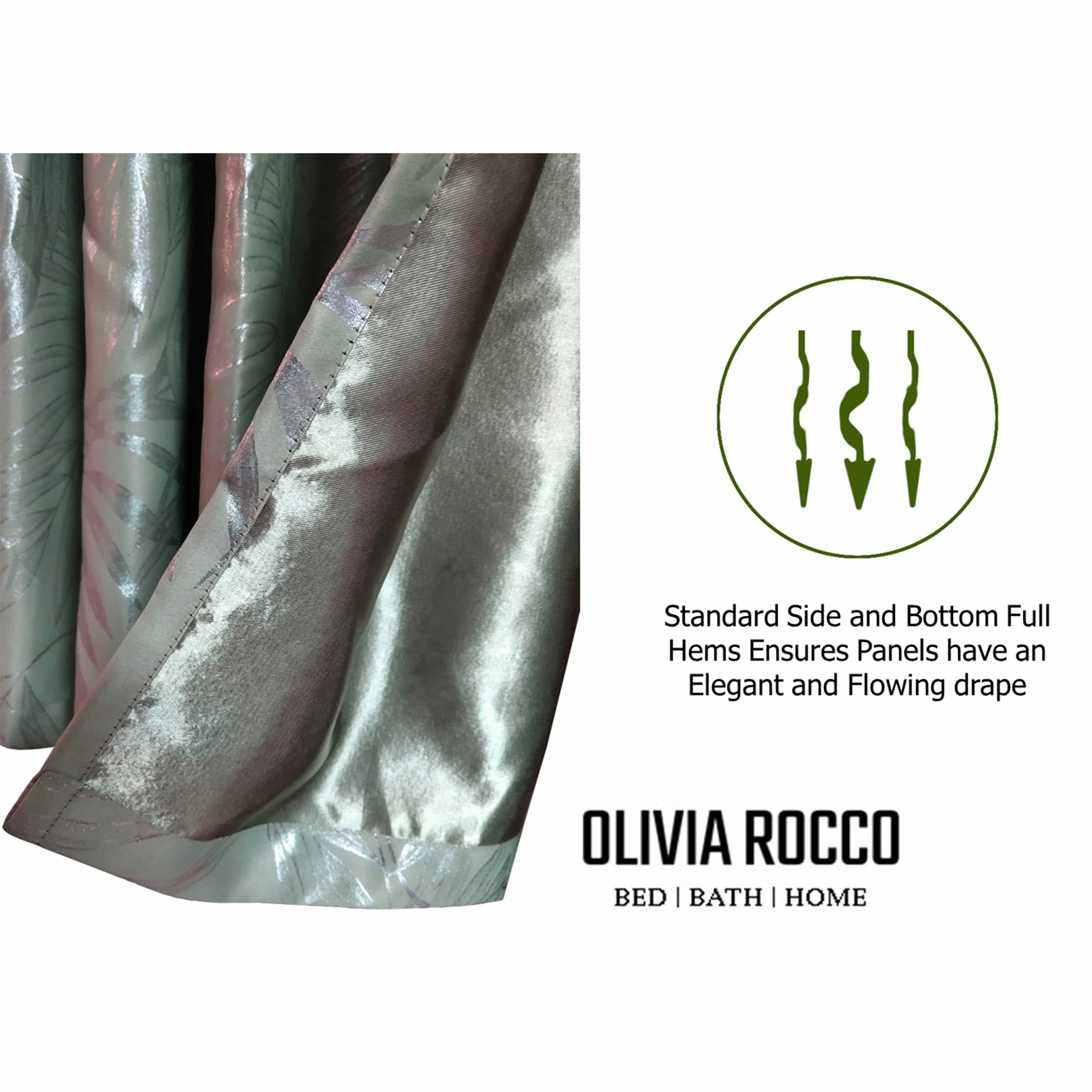 OLIVIA ROCCO Sage Green Leaf Blackout Eyelet Curtains – Thermal Drapes