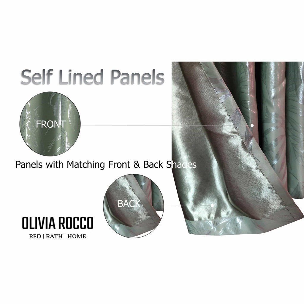 OLIVIA ROCCO Sage Green Leaf Blackout Eyelet Curtains – Thermal Drapes