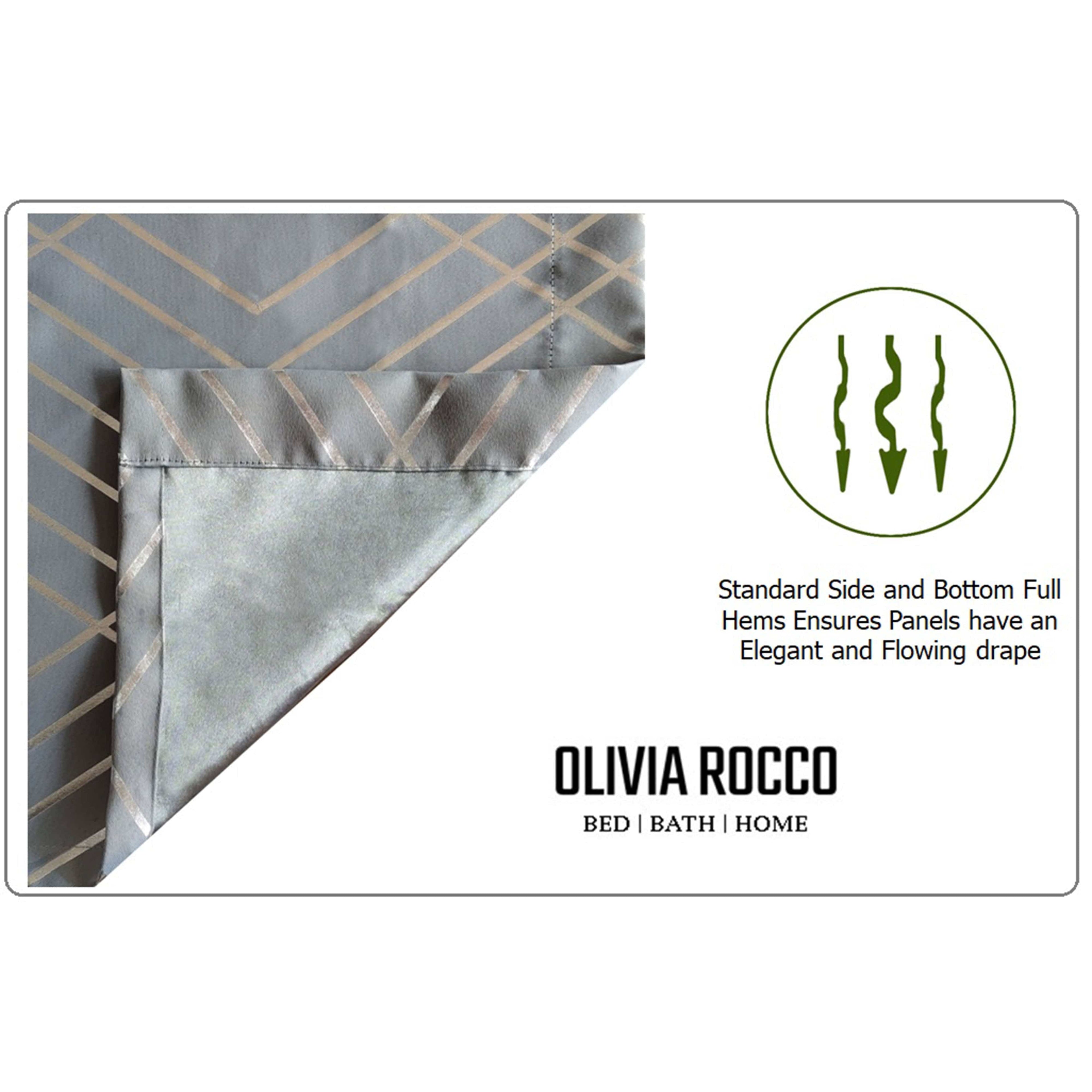 OLIVIA ROCCO Geometric Blackout Curtains – Silver Thermal Eyelet Drapes