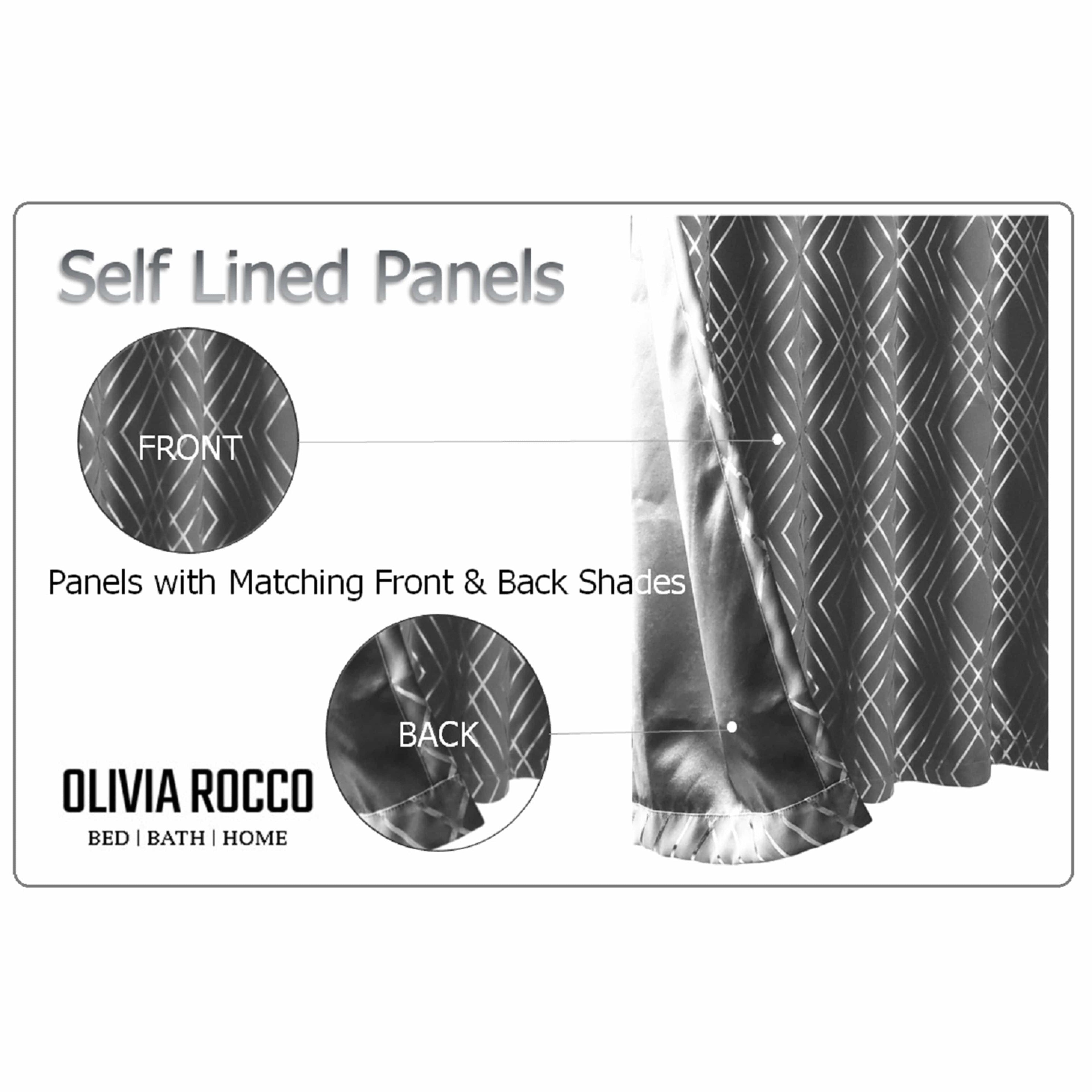 OLIVIA ROCCO Geometric Blackout Curtains – Silver Thermal Eyelet Drapes
