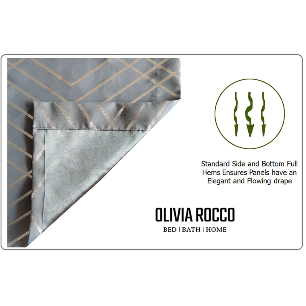 OLIVIA ROCCO Geometric Blackout Curtains – Silver Thermal Eyelet Drapes