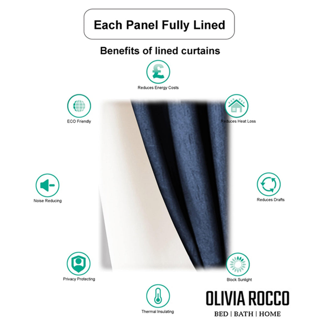 OLIVIA ROCCO Luxe Geo Velvet Eyelet Curtains – Teal Thermal Blackout Drapes