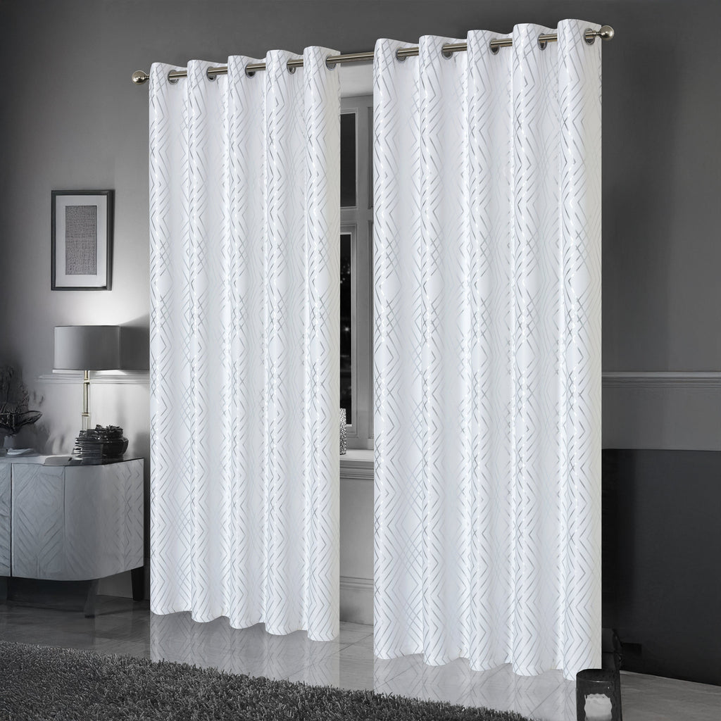 OLIVIA ROCCO Geometric Blackout Curtains – Thermal Eyelet Ring Top Drapes