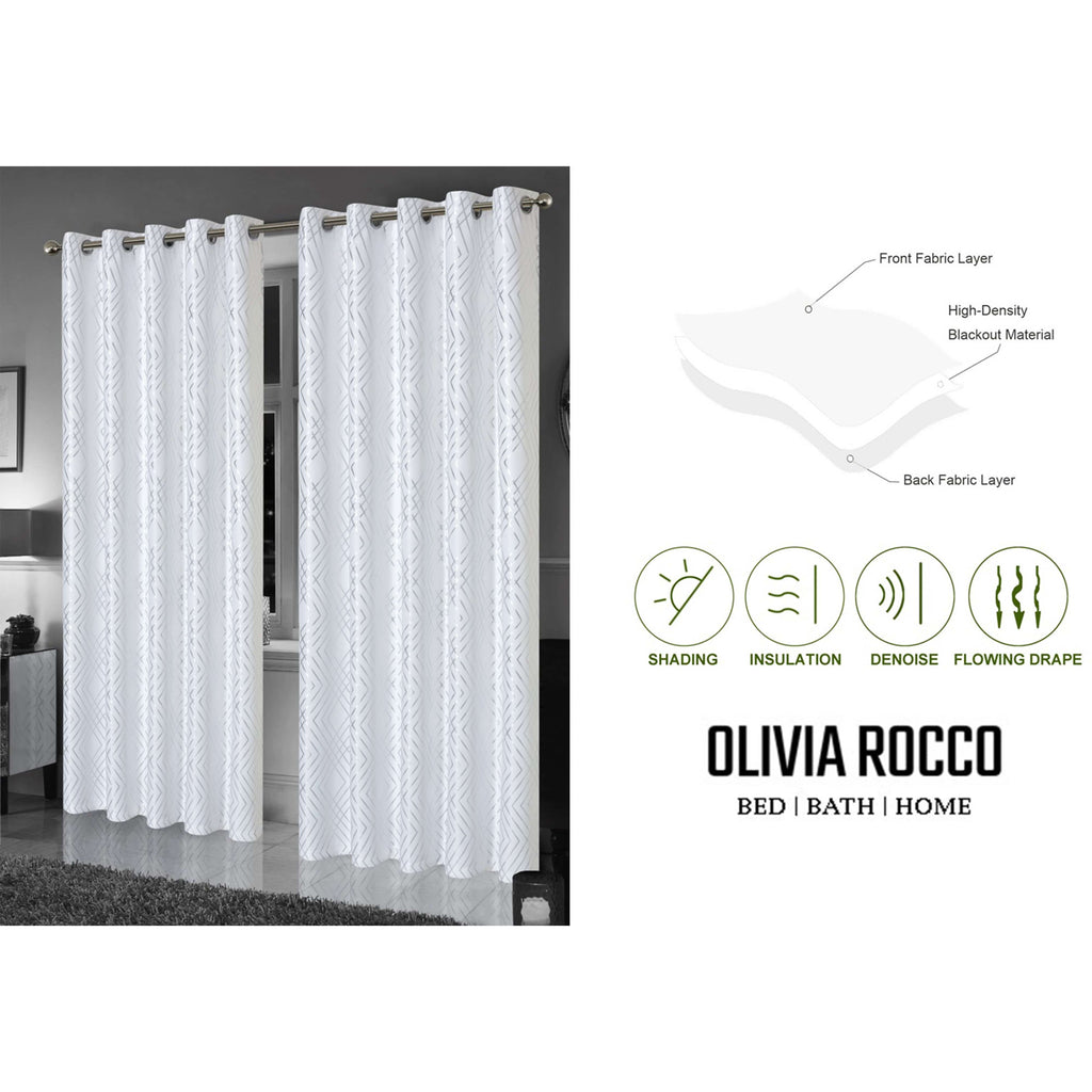 OLIVIA ROCCO Geometric Blackout Curtains – Thermal Eyelet Ring Top Drapes