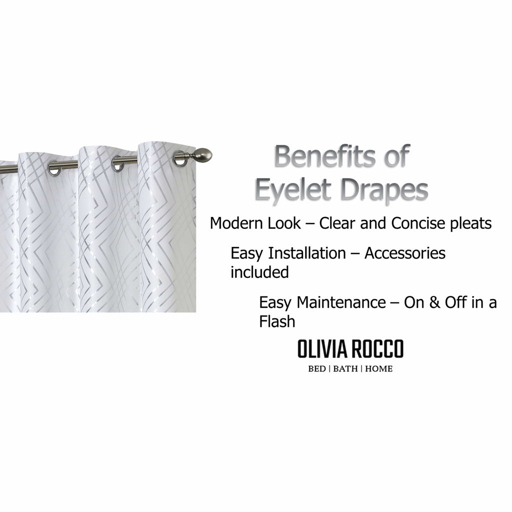 OLIVIA ROCCO Geometric Blackout Curtains – Thermal Eyelet Ring Top Drapes
