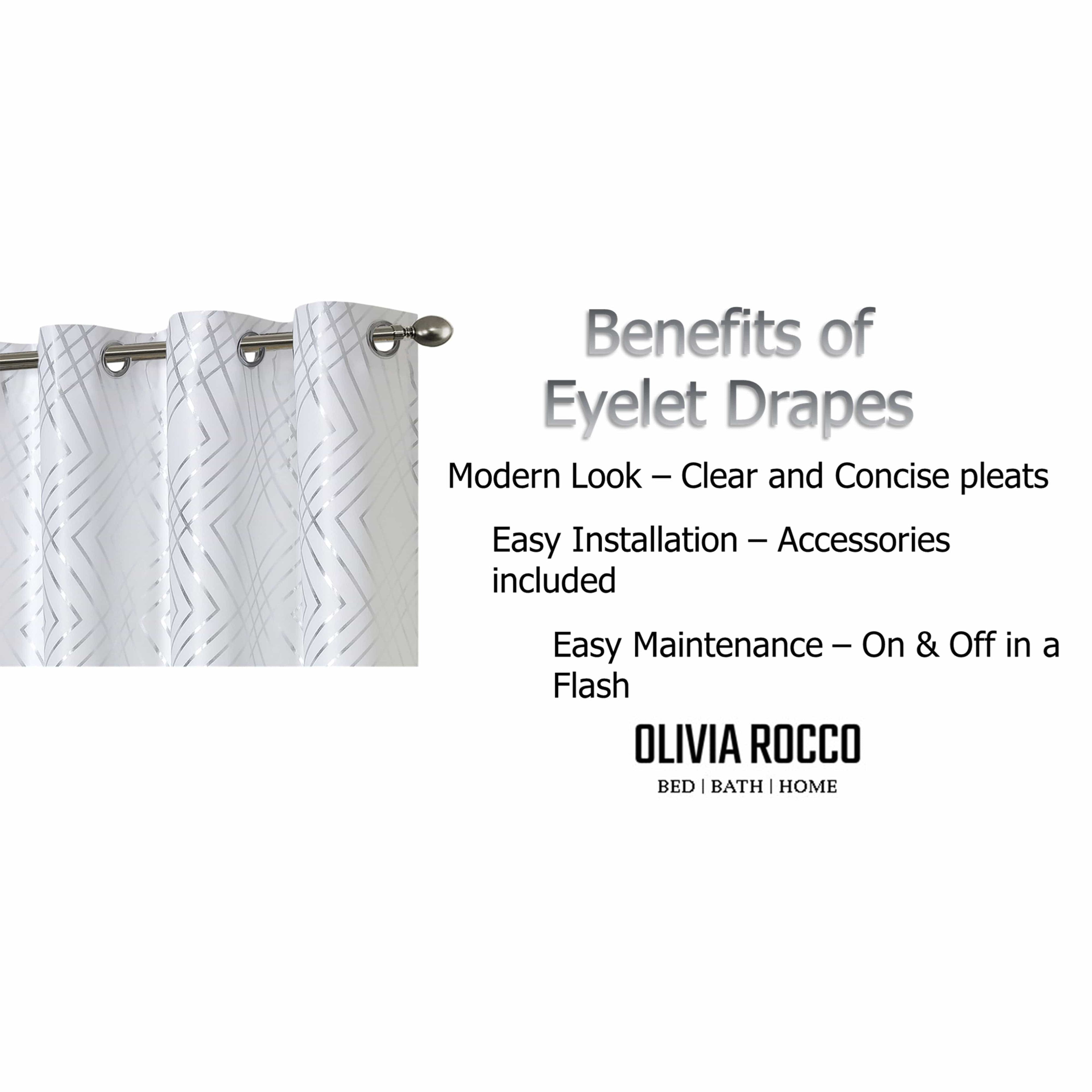 OLIVIA ROCCO Geometric Blackout Curtains – Thermal Eyelet Ring Top Drapes