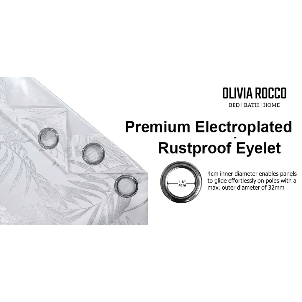 OLIVIA ROCCO White Leaf Sparkle Blackout Eyelet Curtains – Thermal Drapes
