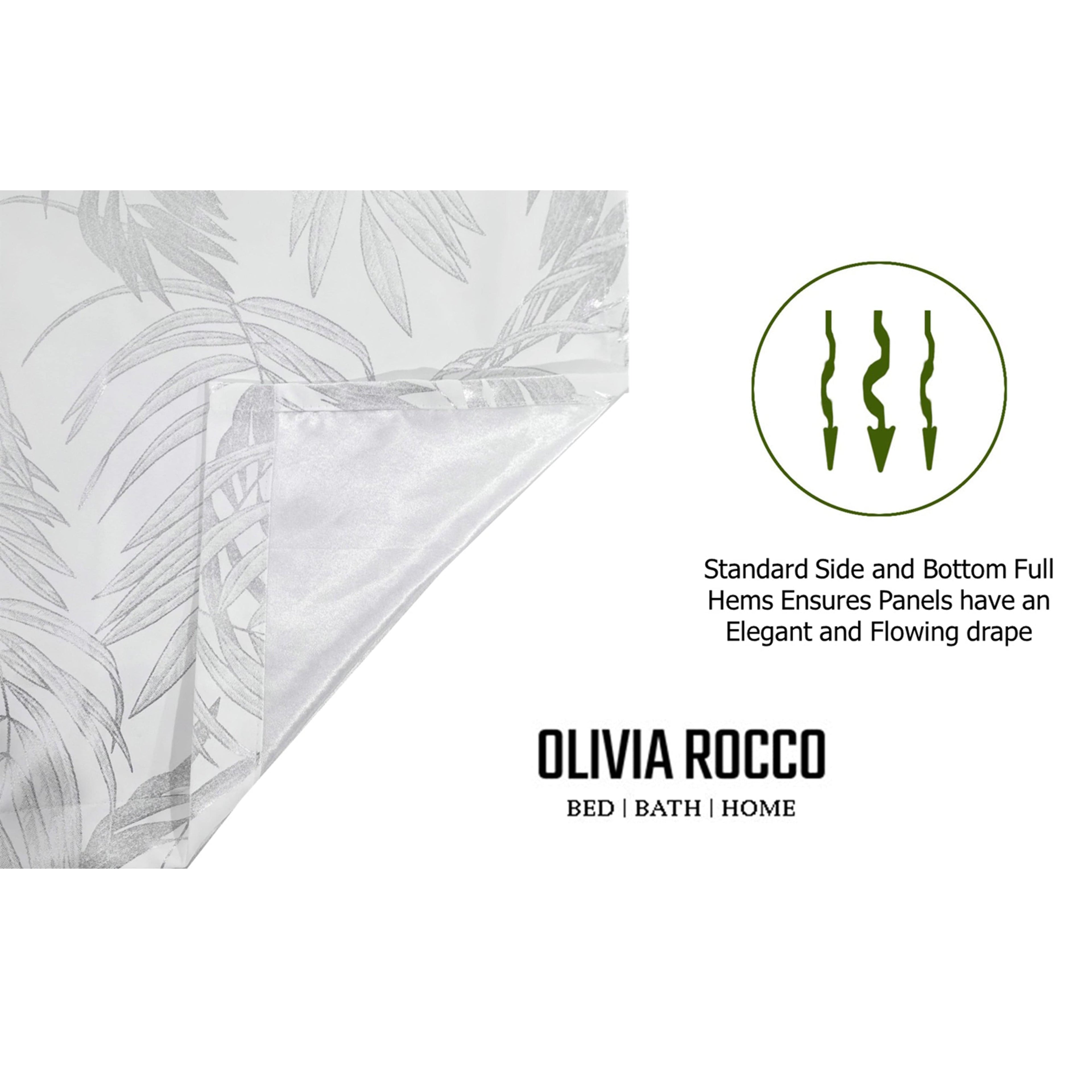 OLIVIA ROCCO White Leaf Sparkle Blackout Eyelet Curtains – Thermal Drapes
