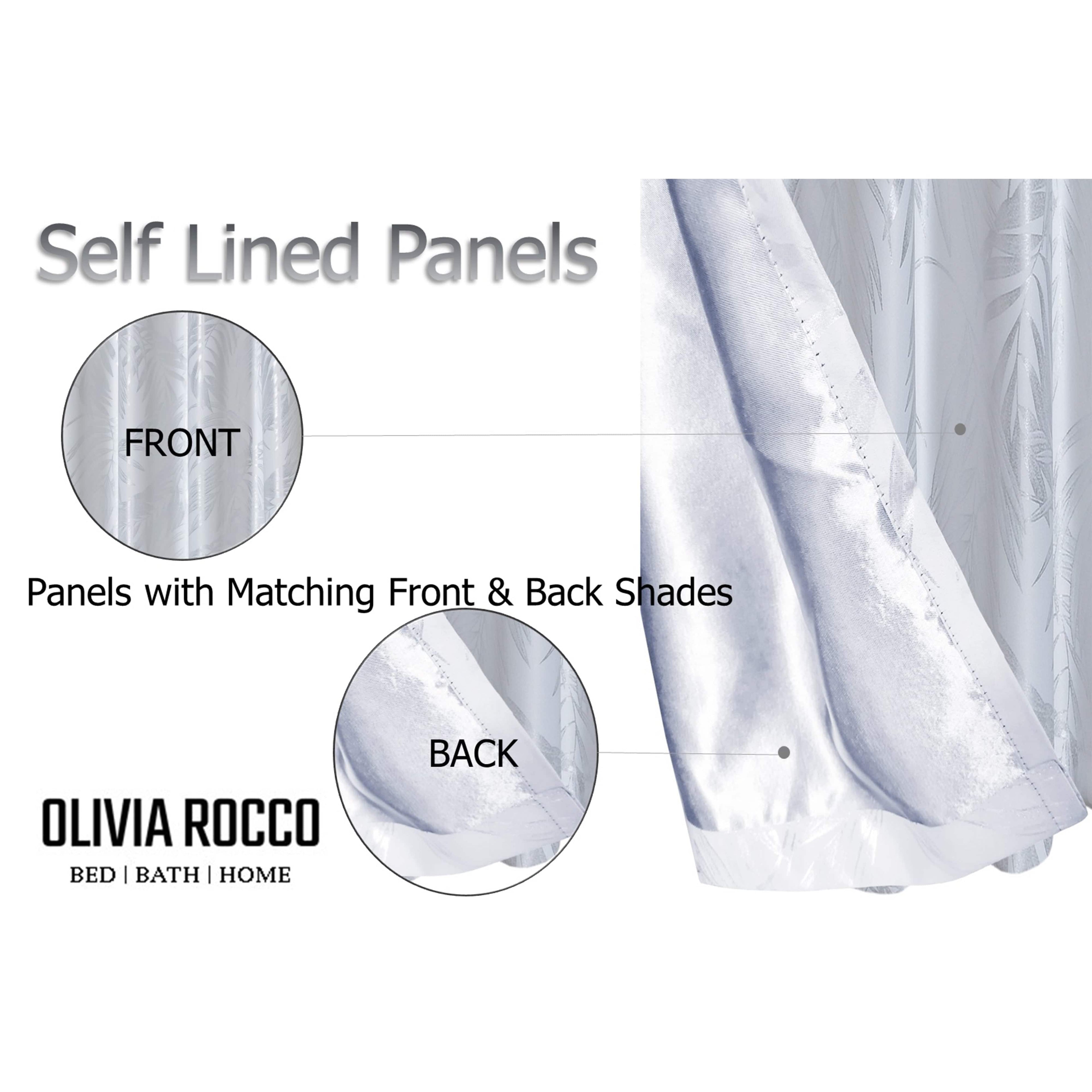 OLIVIA ROCCO White Leaf Sparkle Blackout Eyelet Curtains – Thermal Drapes