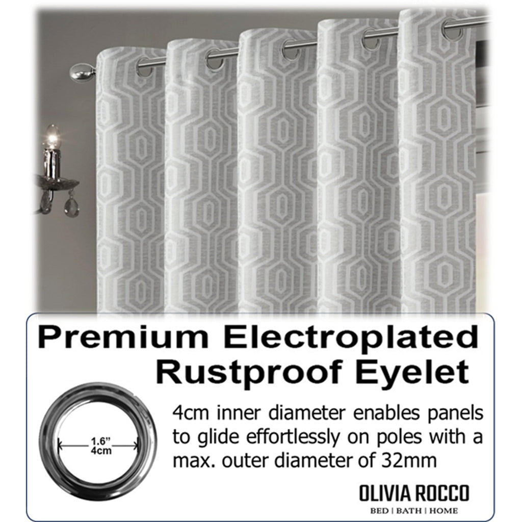 OLIVIA ROCCO Paris Eyelet Jacquard Curtains – Natural Geometric Thermal