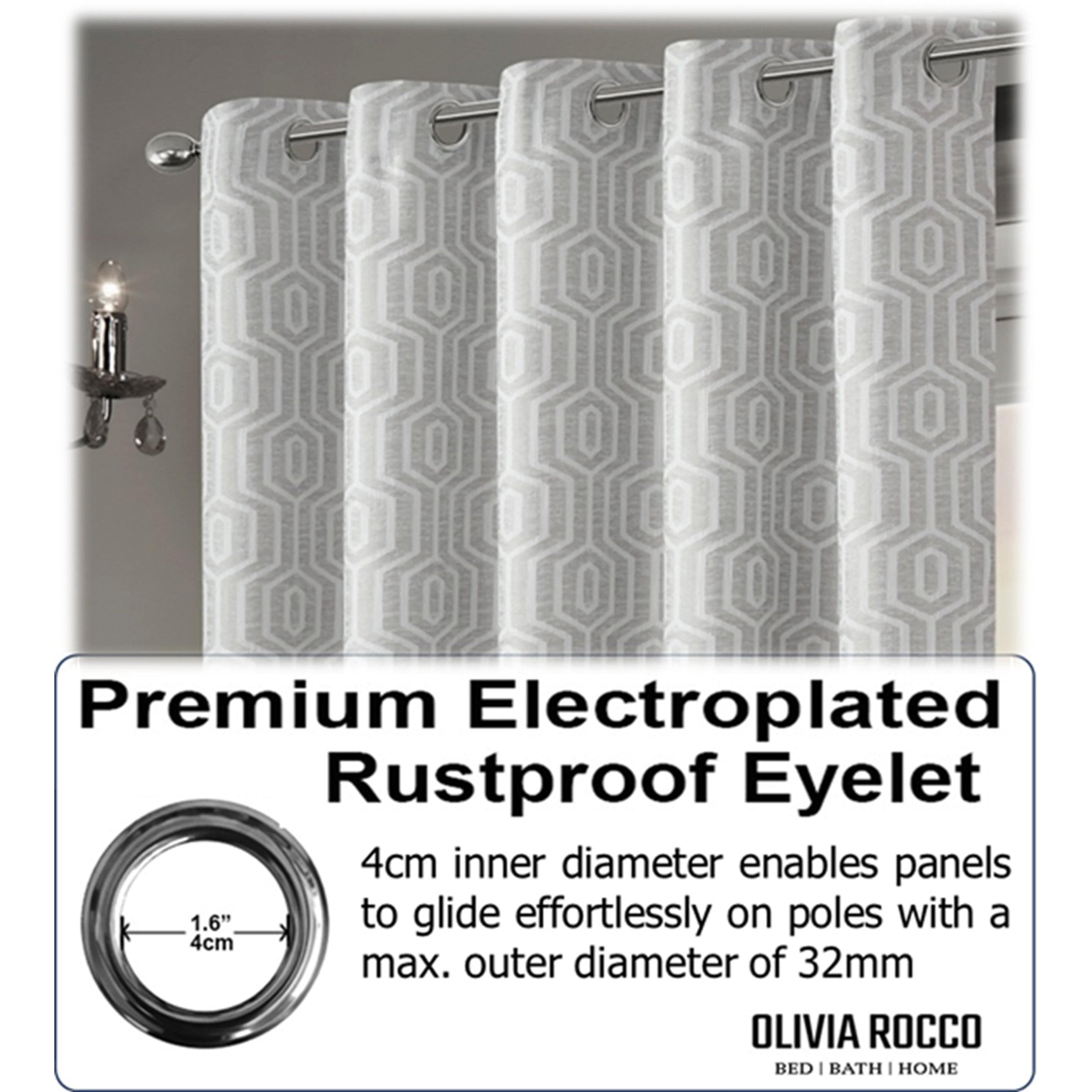 OLIVIA ROCCO Paris Eyelet Jacquard Curtains – Natural Geometric Thermal