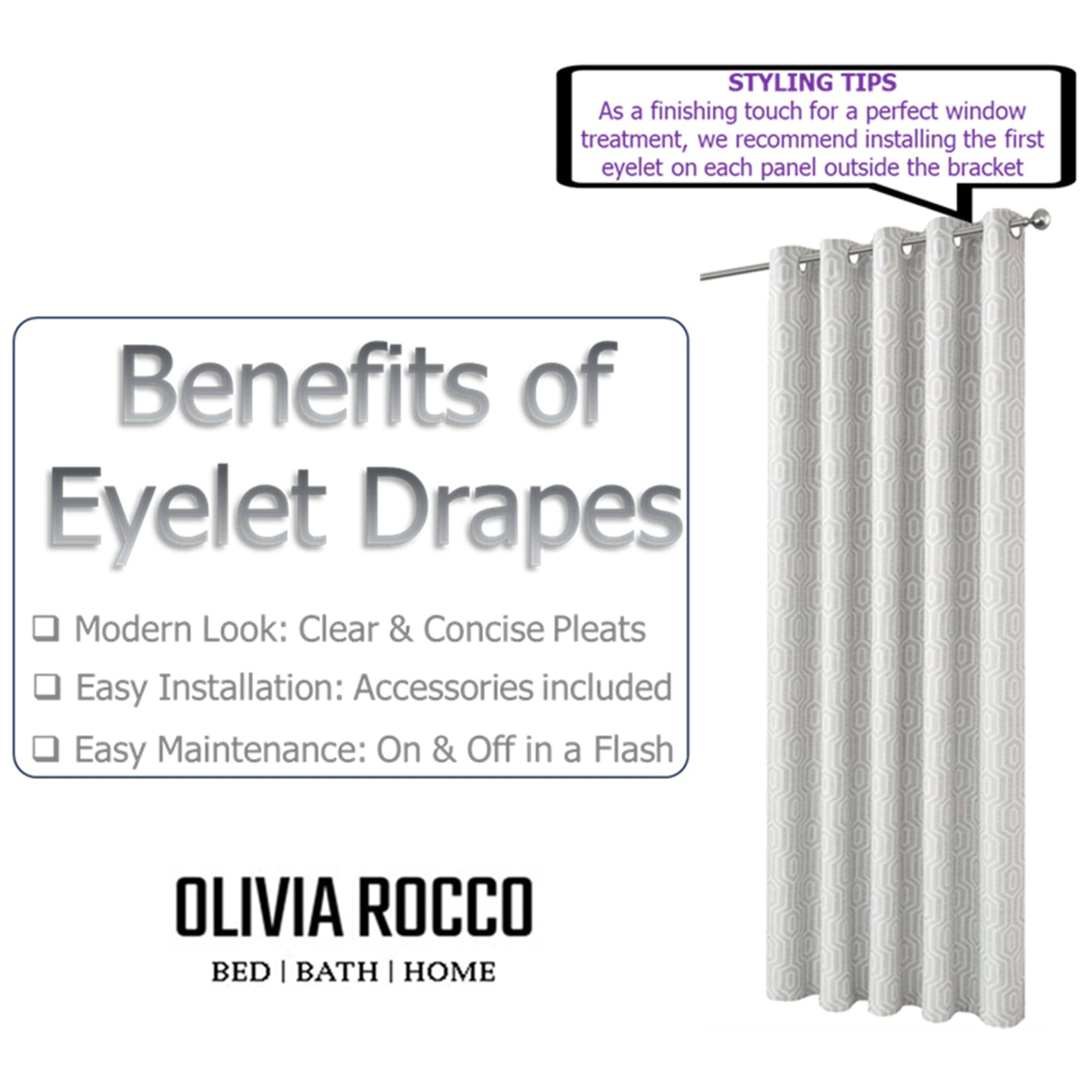 OLIVIA ROCCO Paris Eyelet Jacquard Curtains – Natural Geometric Thermal
