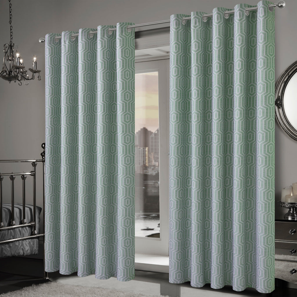 OLIVIA ROCCO Paris Sage Green Eyelet Jacquard Thermal Curtains