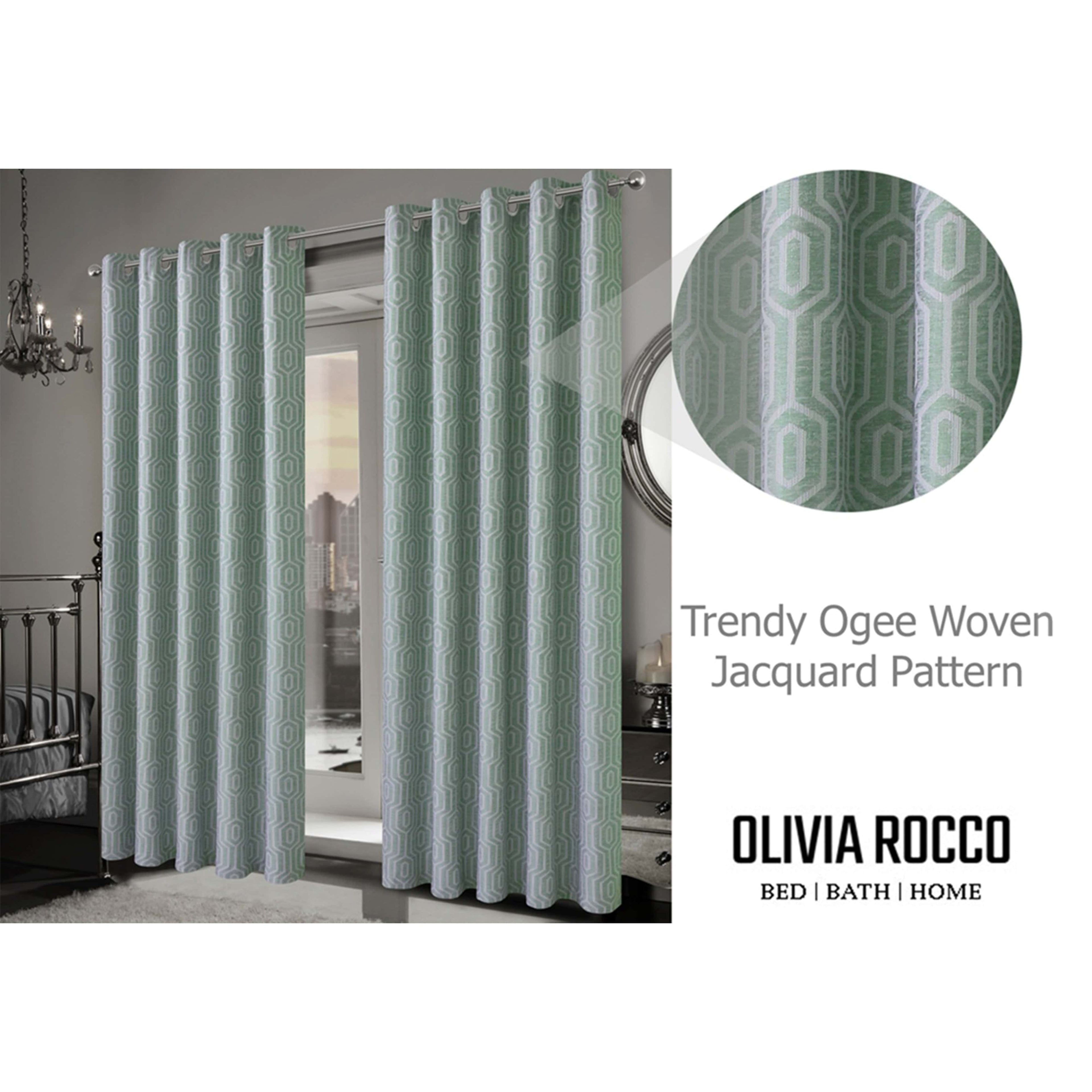 OLIVIA ROCCO Paris Sage Green Eyelet Jacquard Thermal Curtains