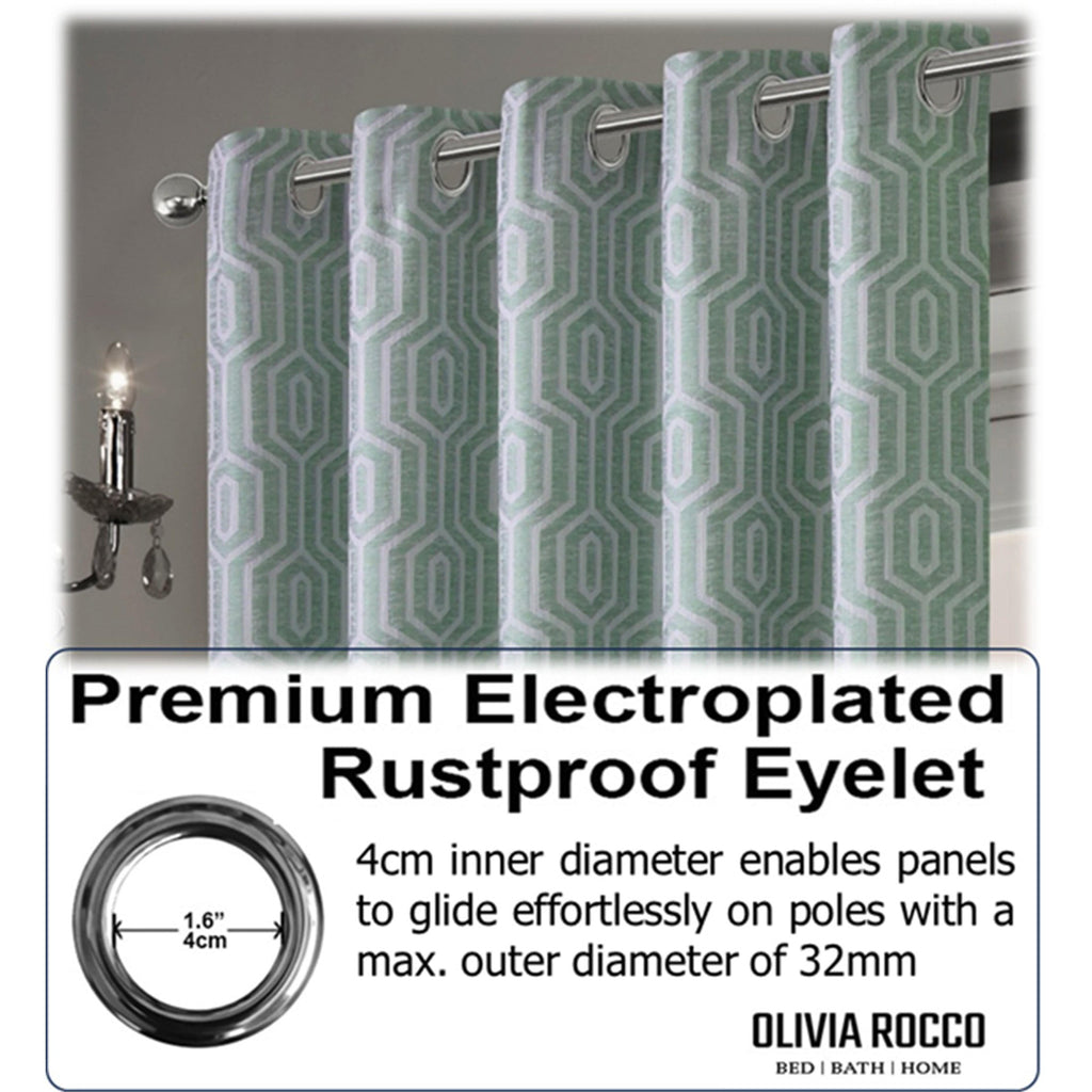 OLIVIA ROCCO Paris Sage Green Eyelet Jacquard Thermal Curtains