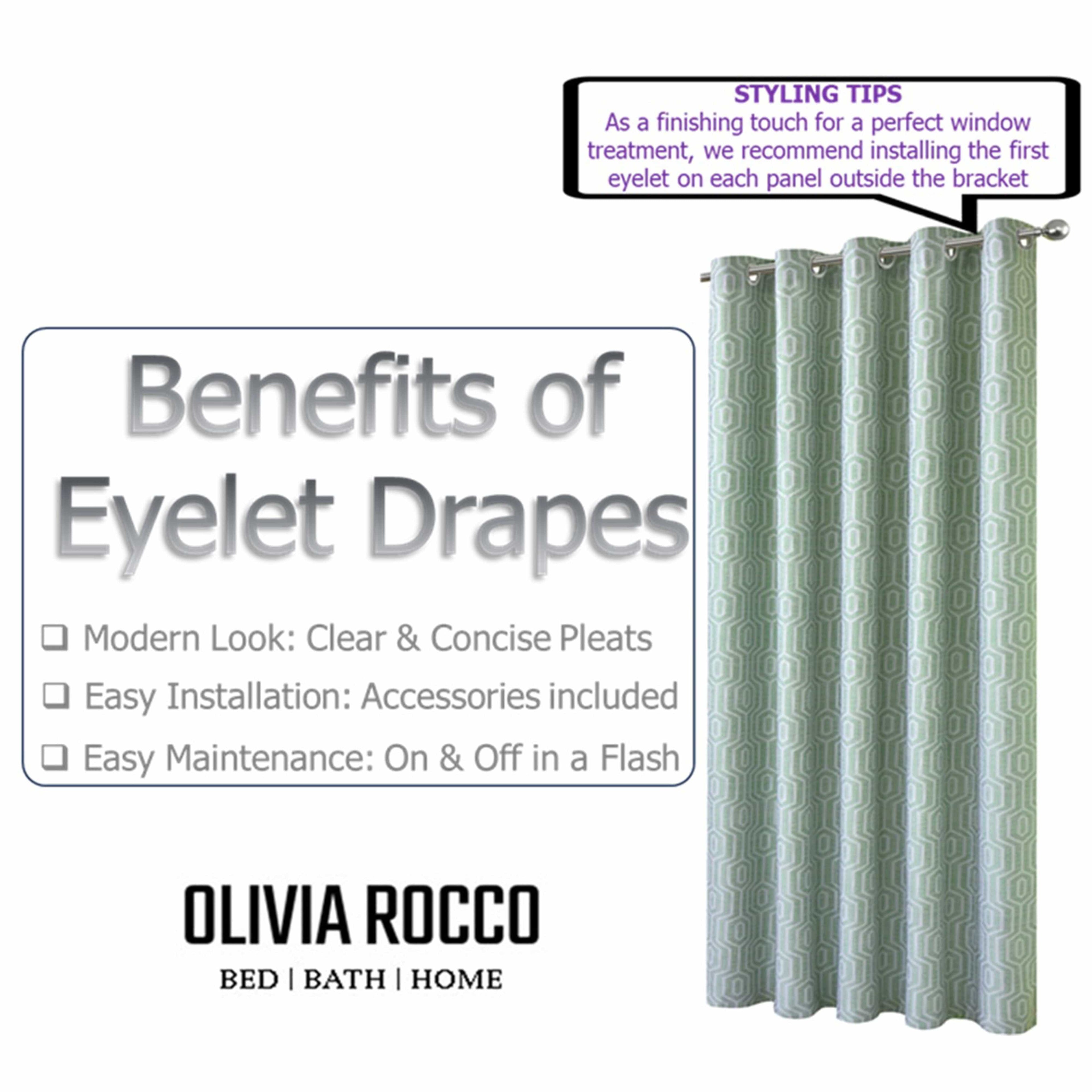 OLIVIA ROCCO Paris Sage Green Eyelet Jacquard Thermal Curtains