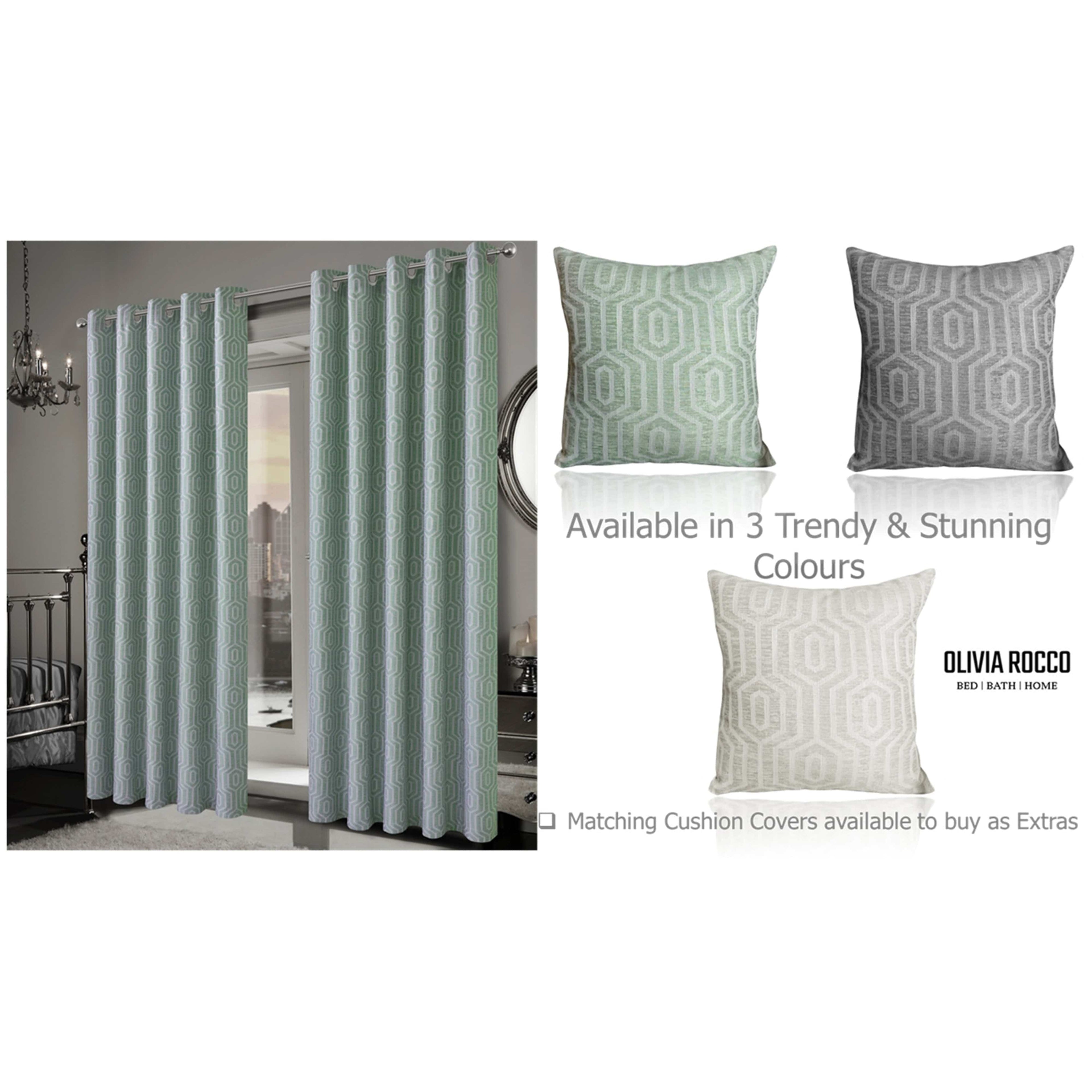 OLIVIA ROCCO Paris Sage Green Eyelet Jacquard Thermal Curtains