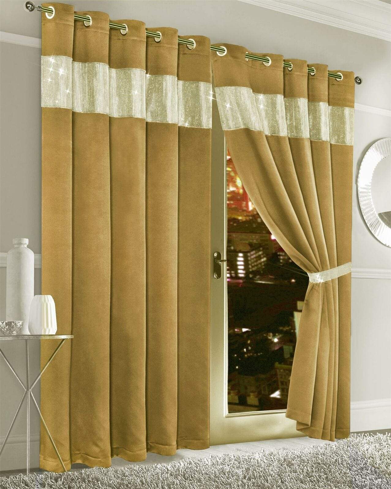 OLIVIA ROCCO Diamante Blackout Curtains – Glitz Eyelet Thermal Pair